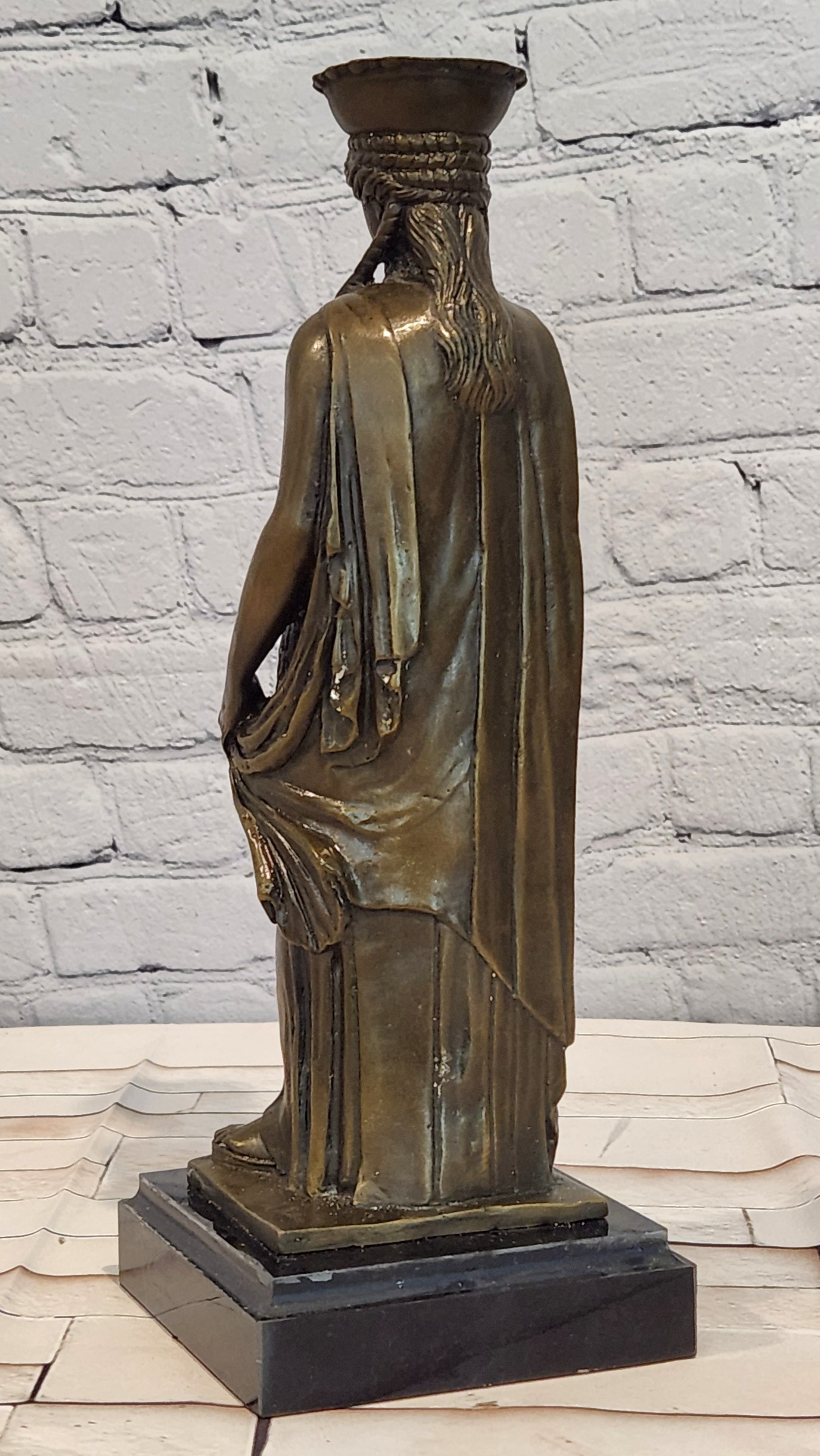 Bronze Caryatid Sculpture Signed J. Patoue Ancient Greek Fine Art Statue