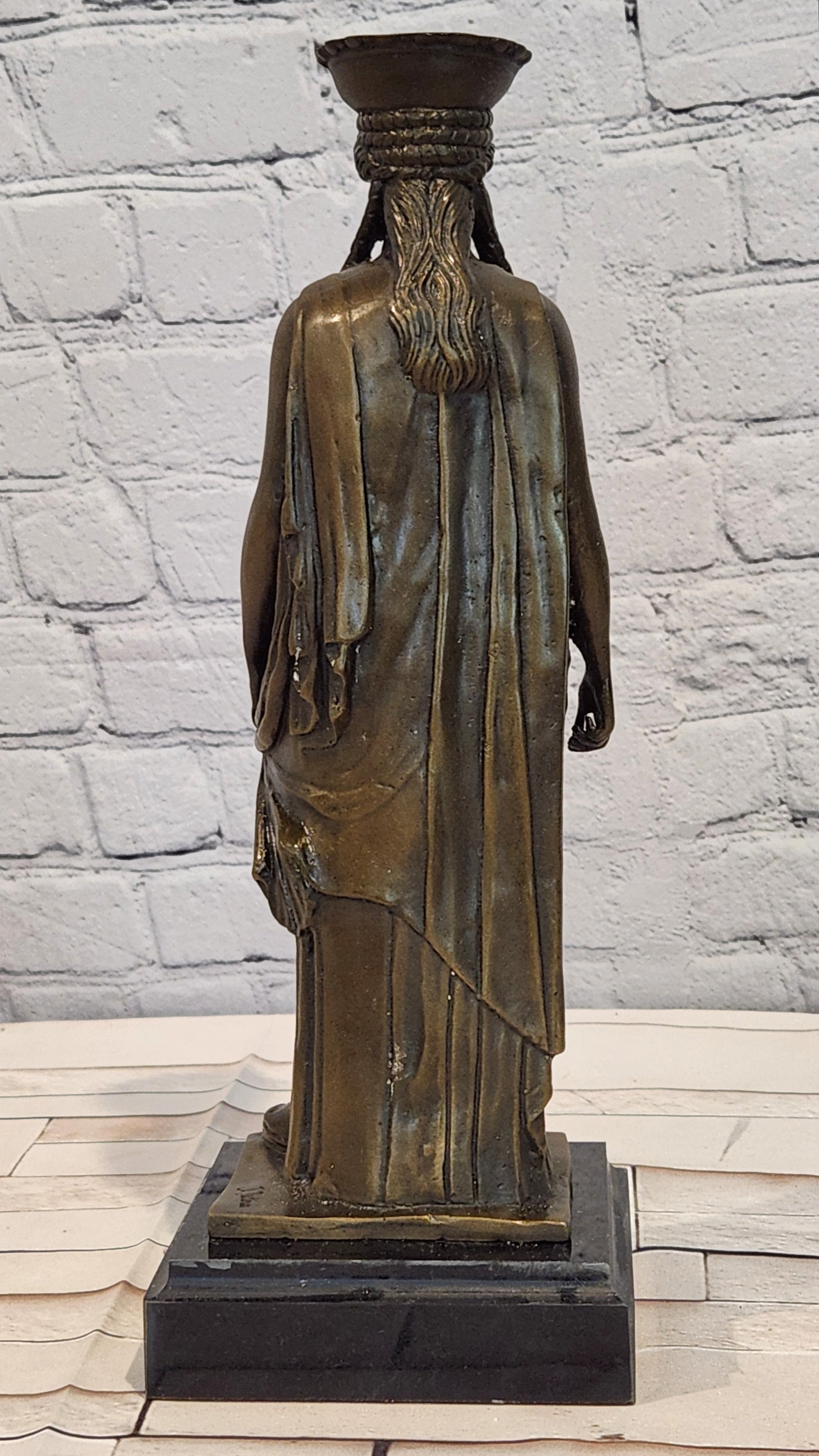 Bronze Caryatid Sculpture Signed J. Patoue Ancient Greek Fine Art Statue