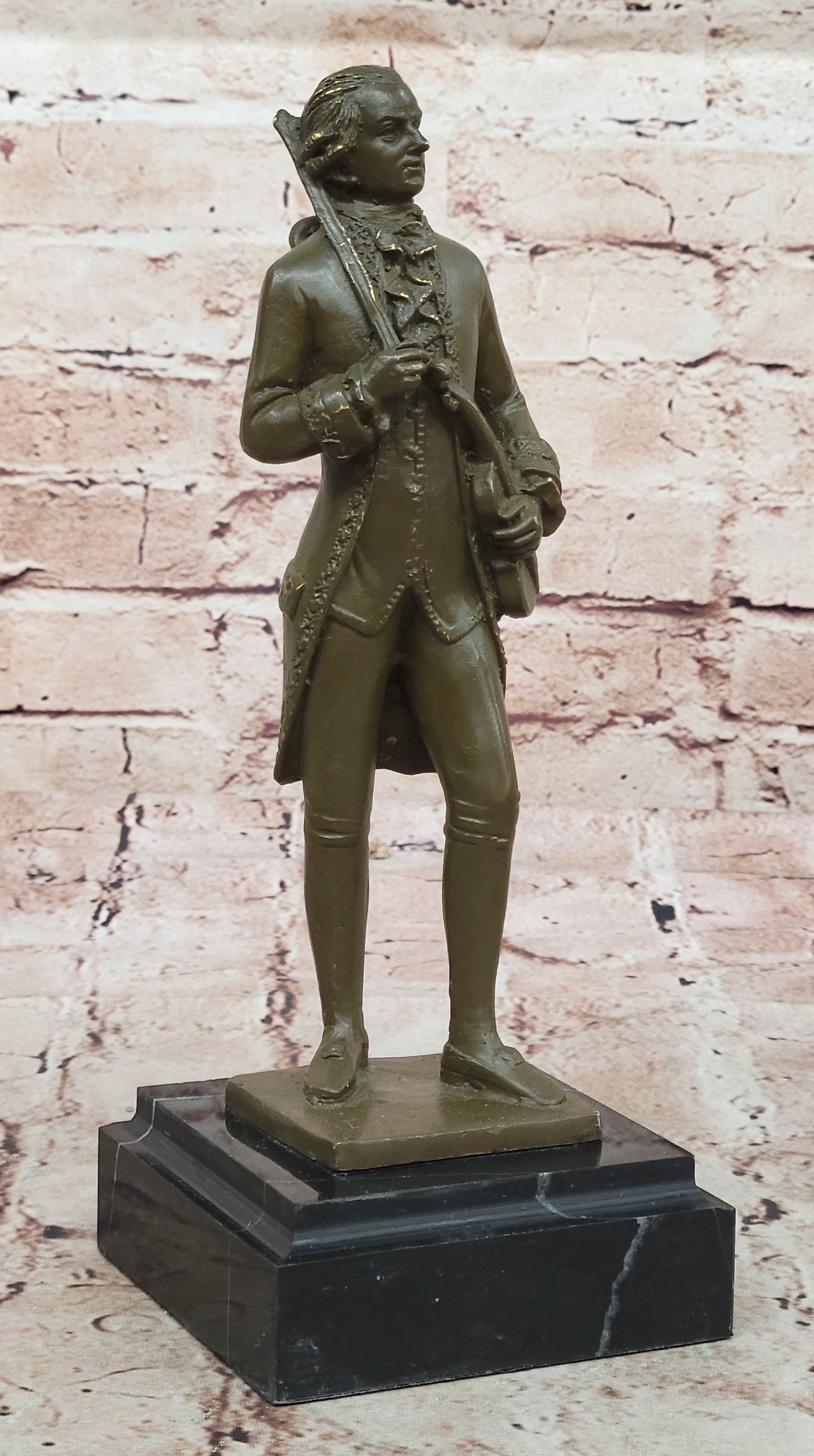 Classical Composer Mozart Bronze Sculpture Statue with Violin Musician Decor Piece