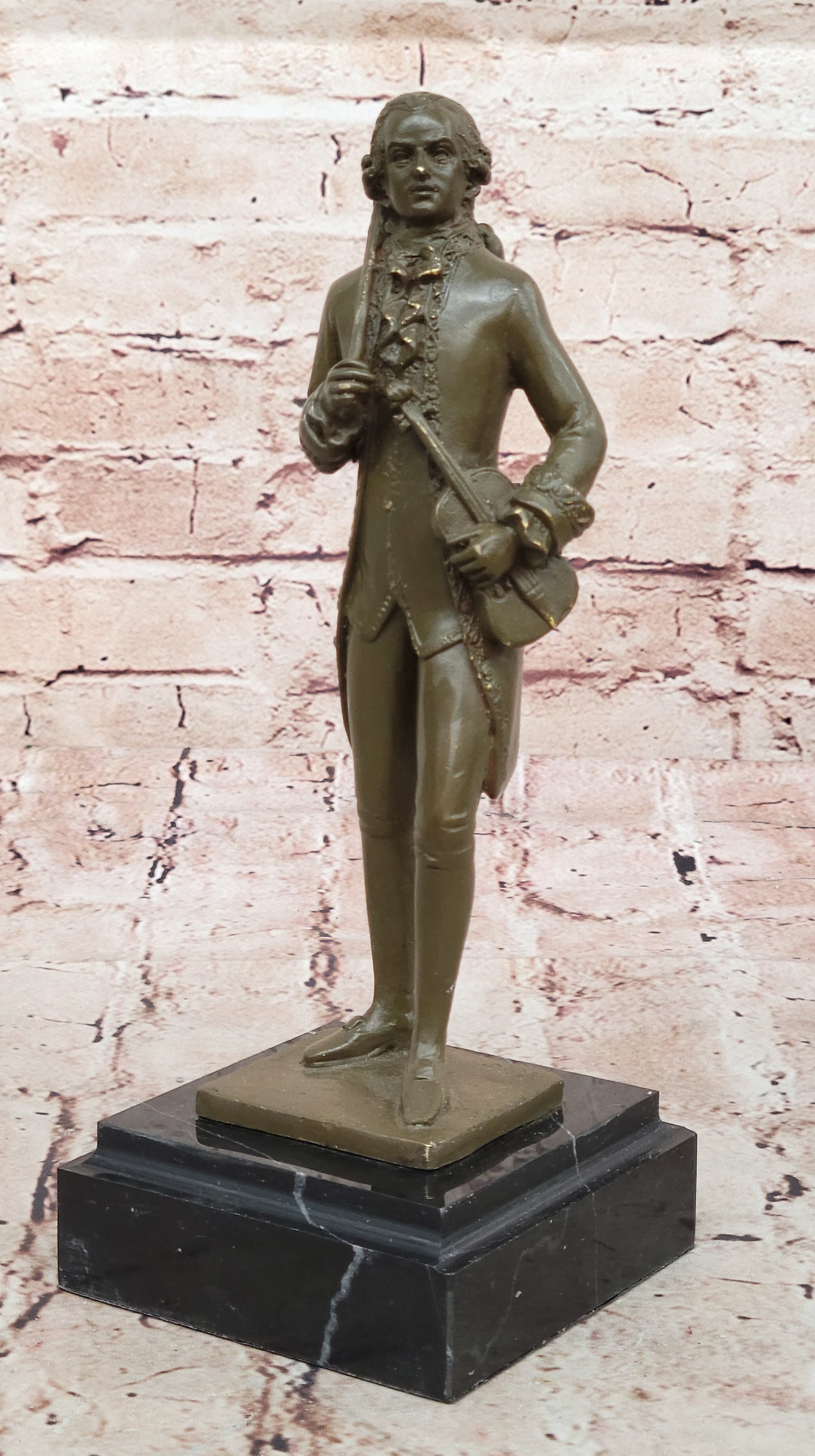 Classical Composer Mozart Bronze Sculpture Statue with Violin Musician Decor Piece