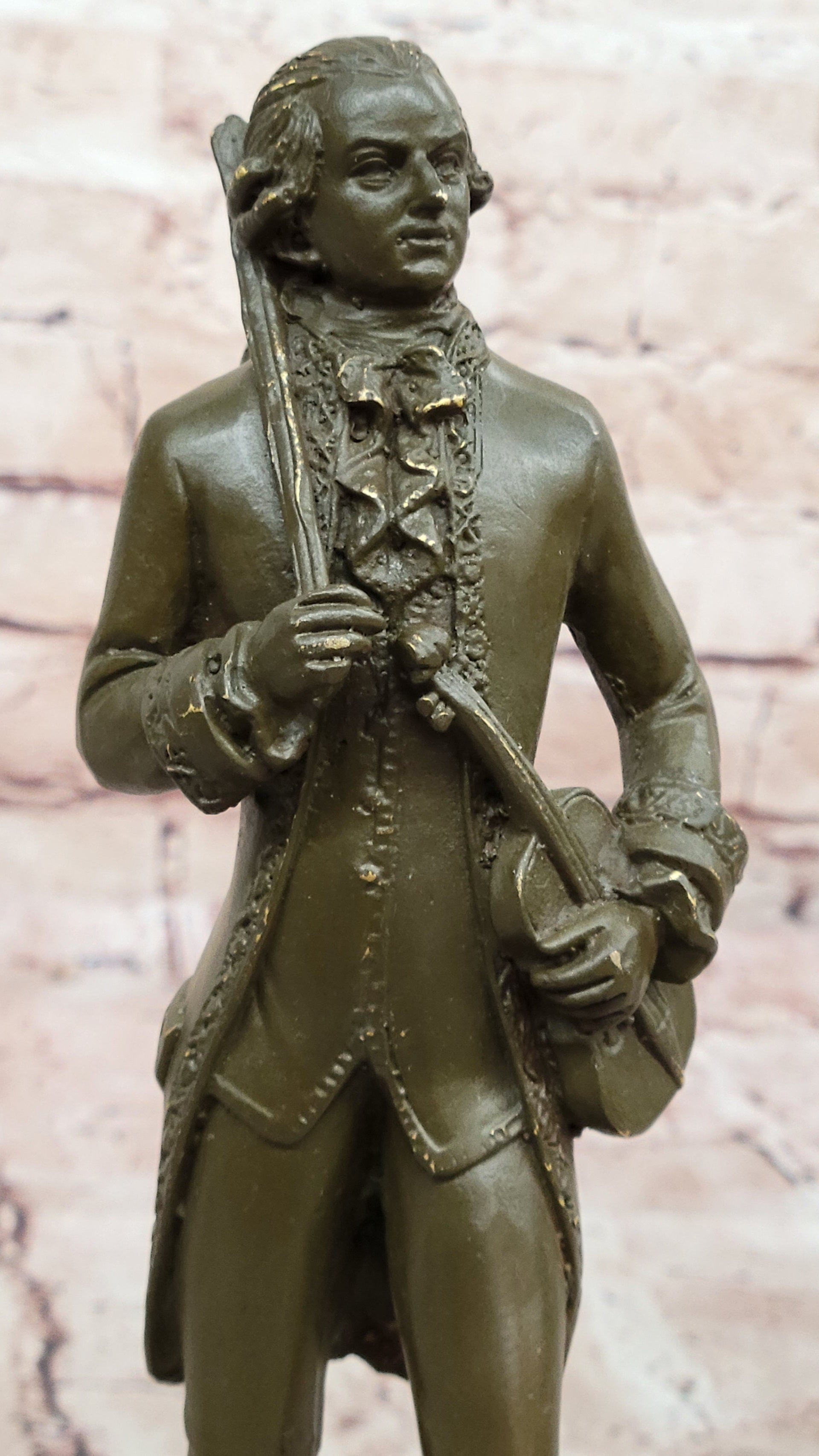 Classical Composer Mozart Bronze Sculpture Statue with Violin Musician Decor Piece
