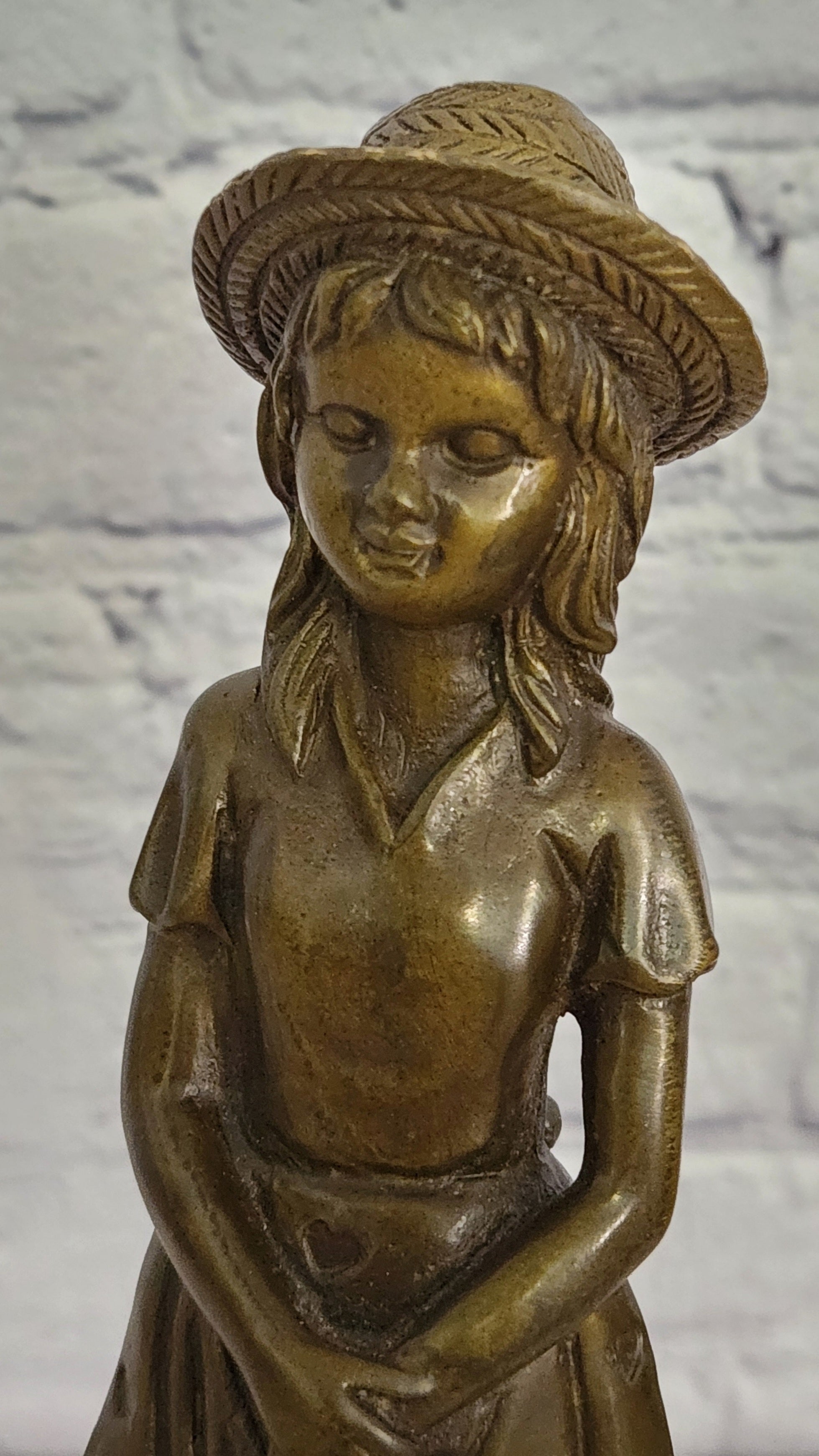 Bronze Victorian Woman with Loyal Dog Statue Signed M Lopez Decorative Art Piece