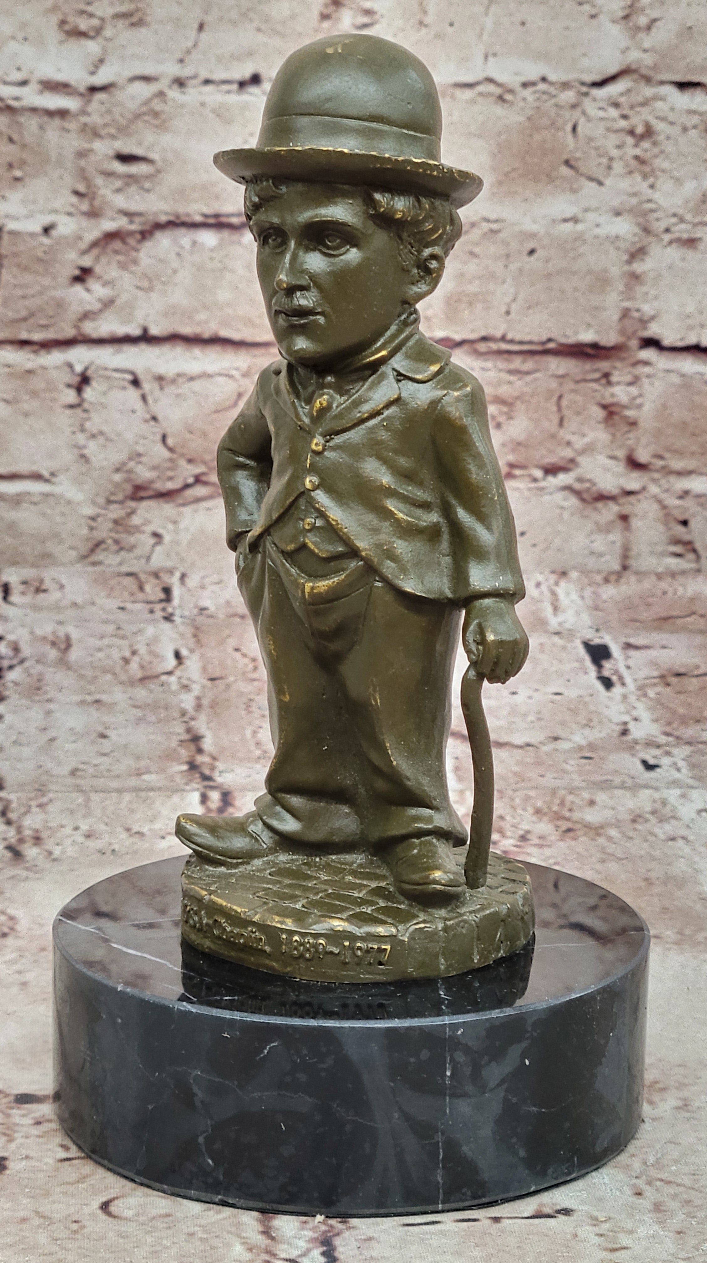 Fisher Signed Charlie Chaplin Sculpture – Bronze Statue Hollywood Collectible