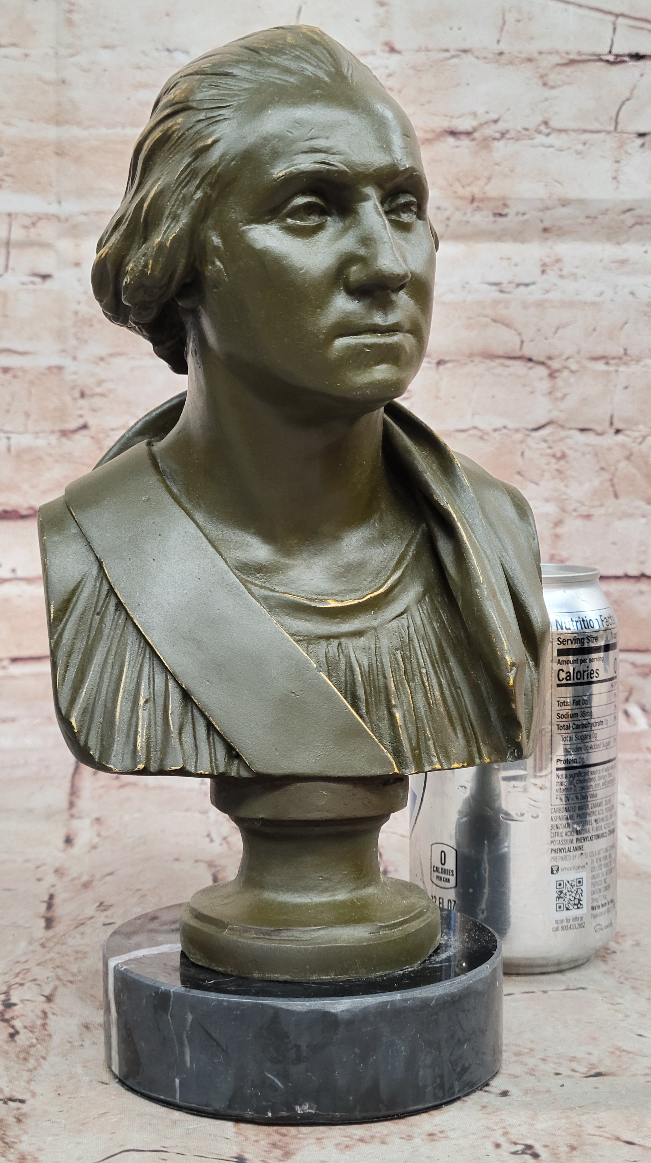 George Washington Bronze Statue Bust Sculpture Handmade by Fisher Historical Decor