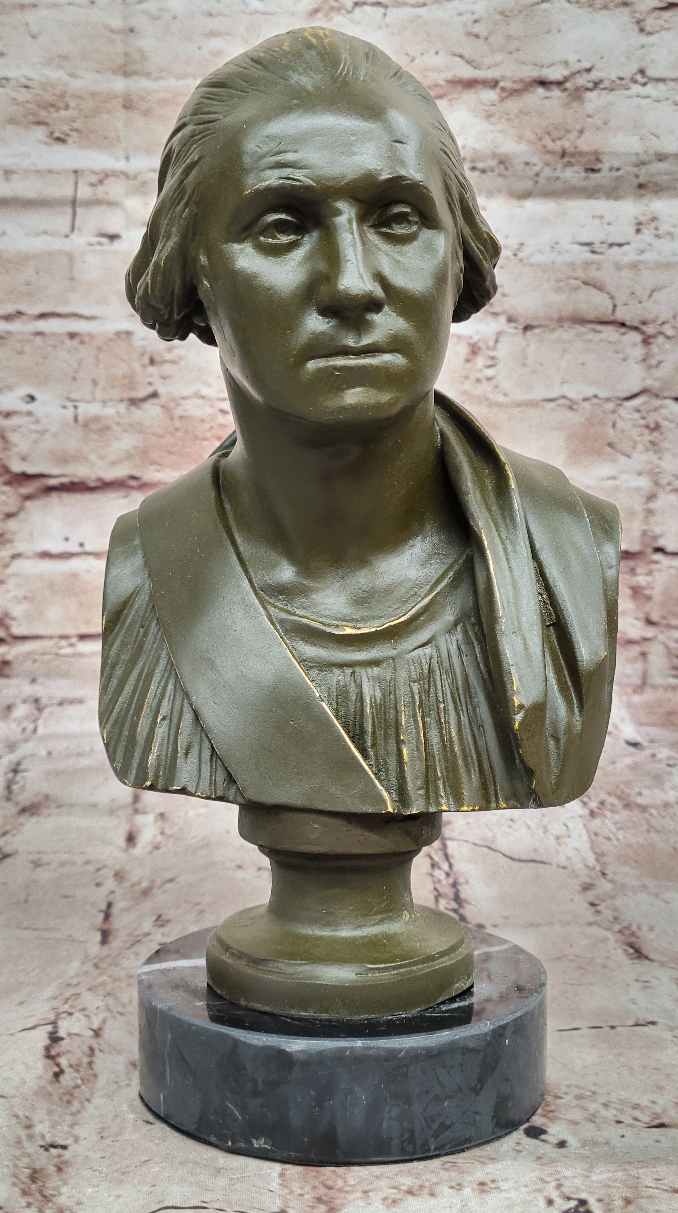 George Washington Bronze Statue Bust Sculpture Handmade by Fisher Historical Decor