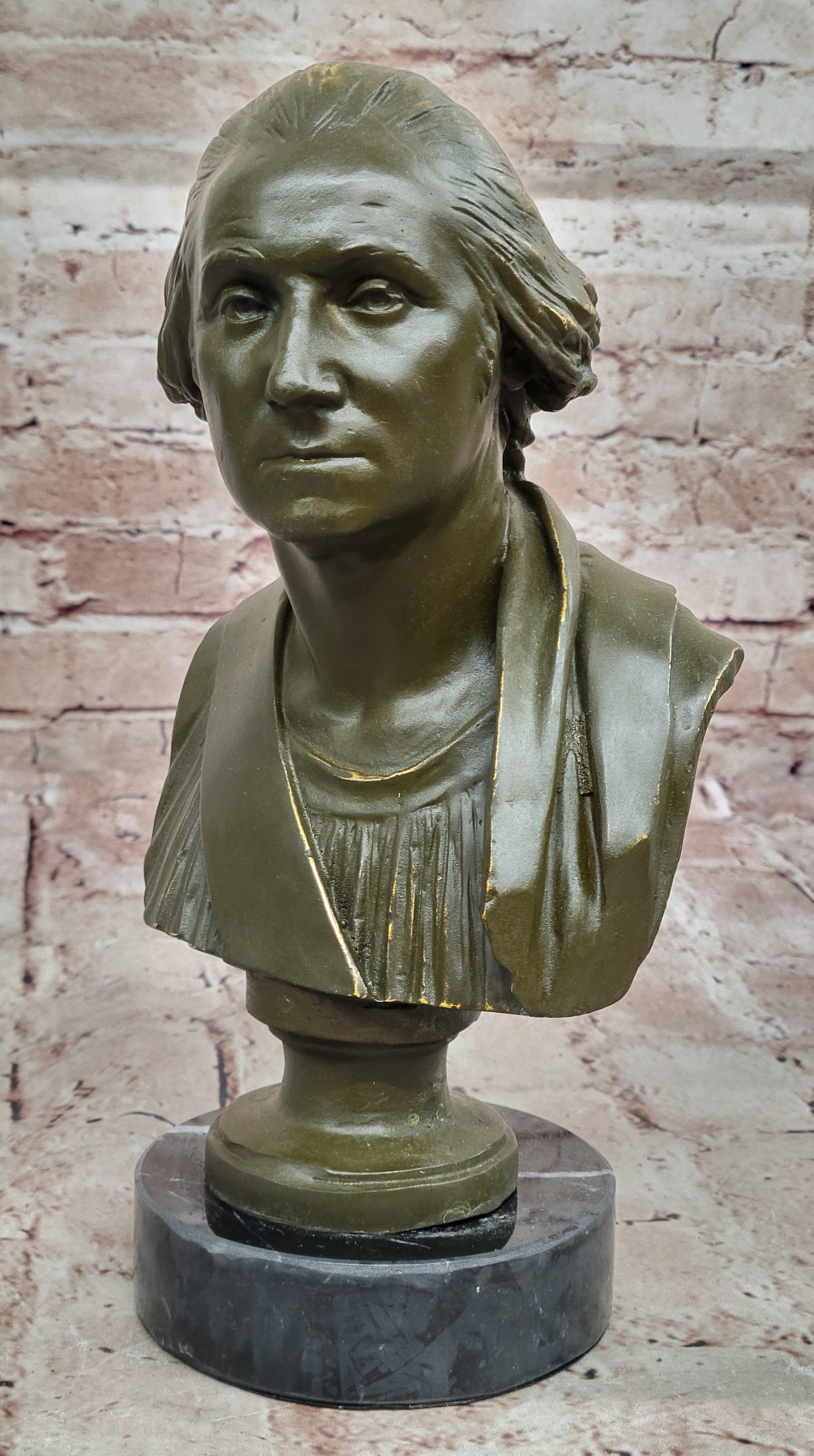 George Washington Bronze Statue Bust Sculpture Handmade by Fisher Historical Decor