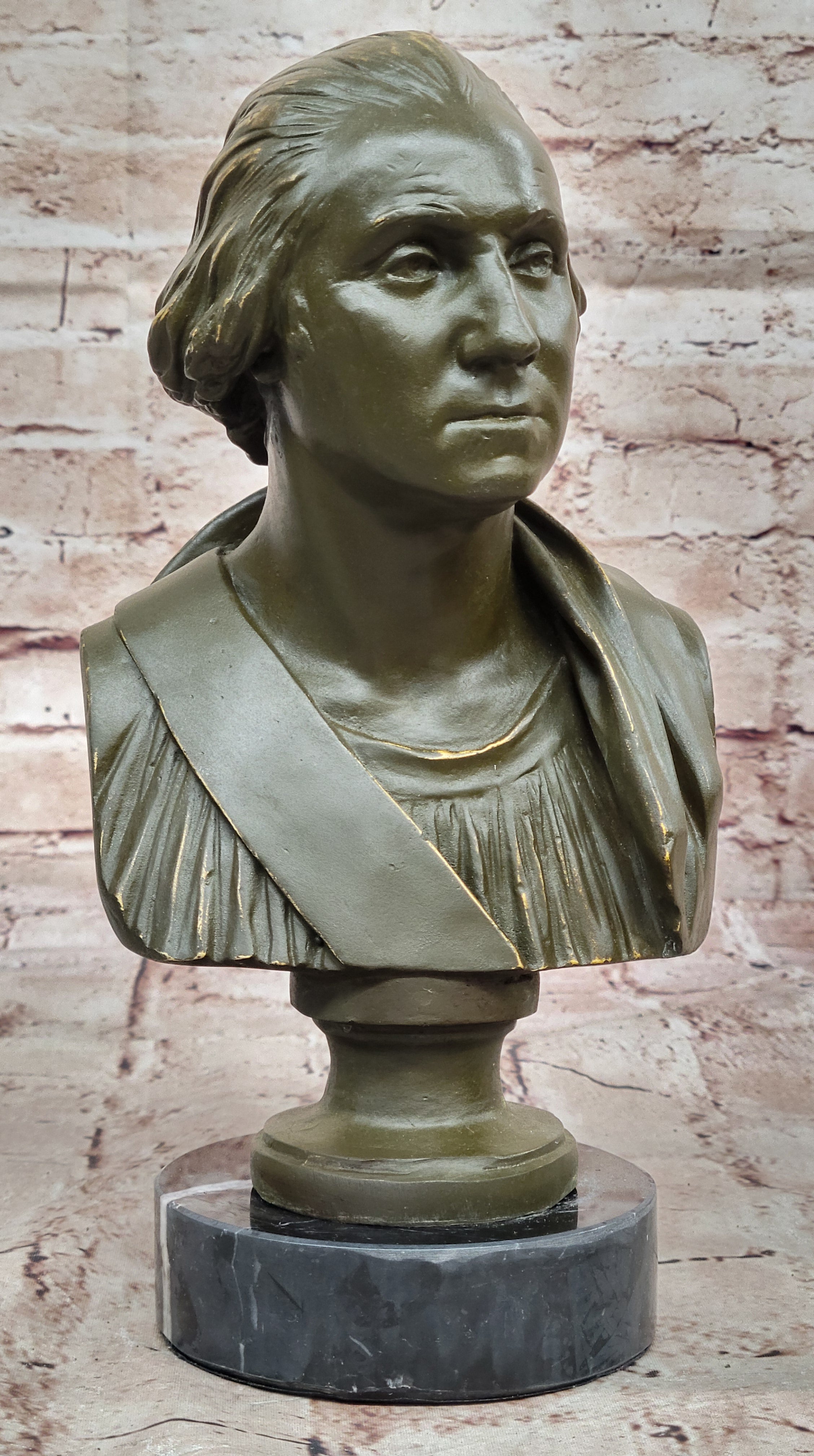 George Washington Bronze Statue Bust Sculpture Handmade by Fisher Historical Decor