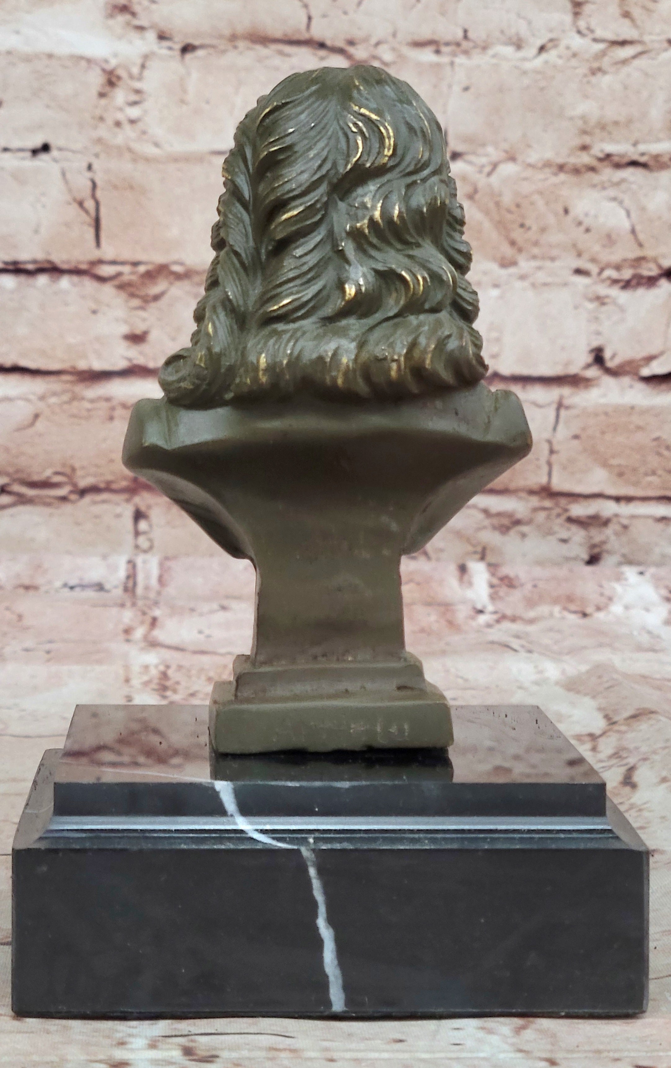 Signed Bronze Sculpture of Bach Strauss Bust Statue Musician Art Collectible Gift