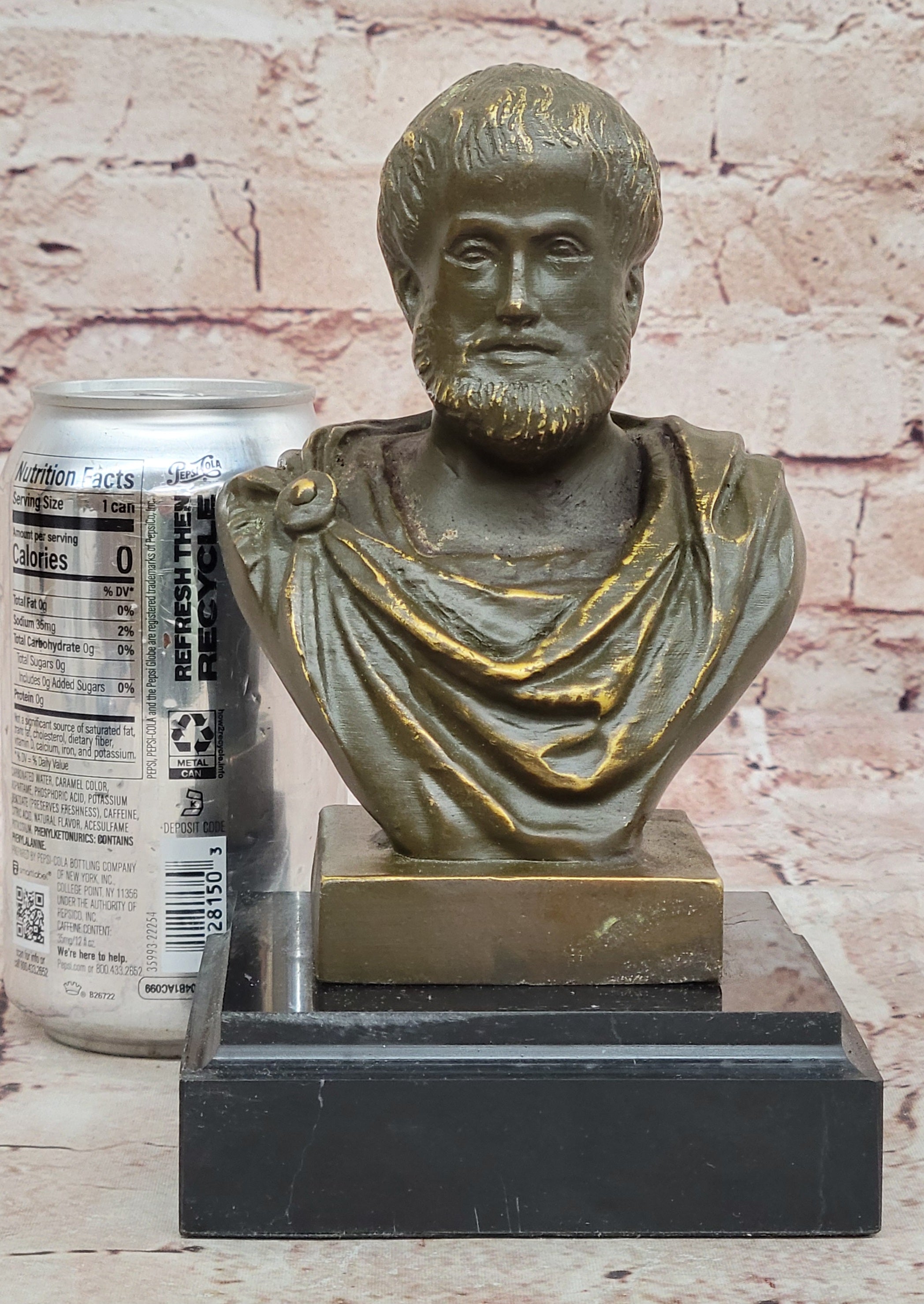 Detailed Bronze Philosopher Statue Sculpture of Aristotle Bust Ideal for Library or Office