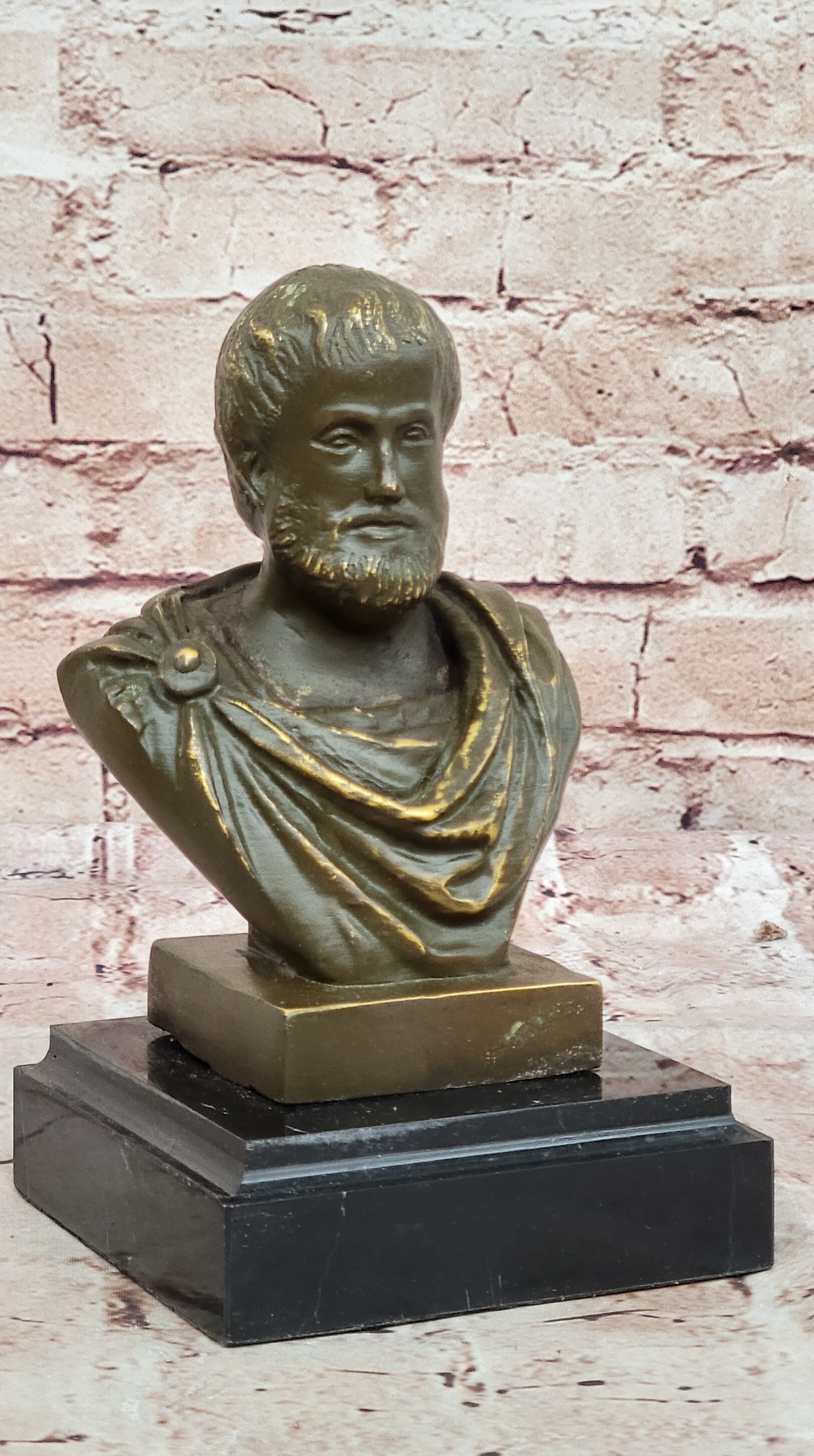 Detailed Bronze Philosopher Statue Sculpture of Aristotle Bust Ideal for Library or Office