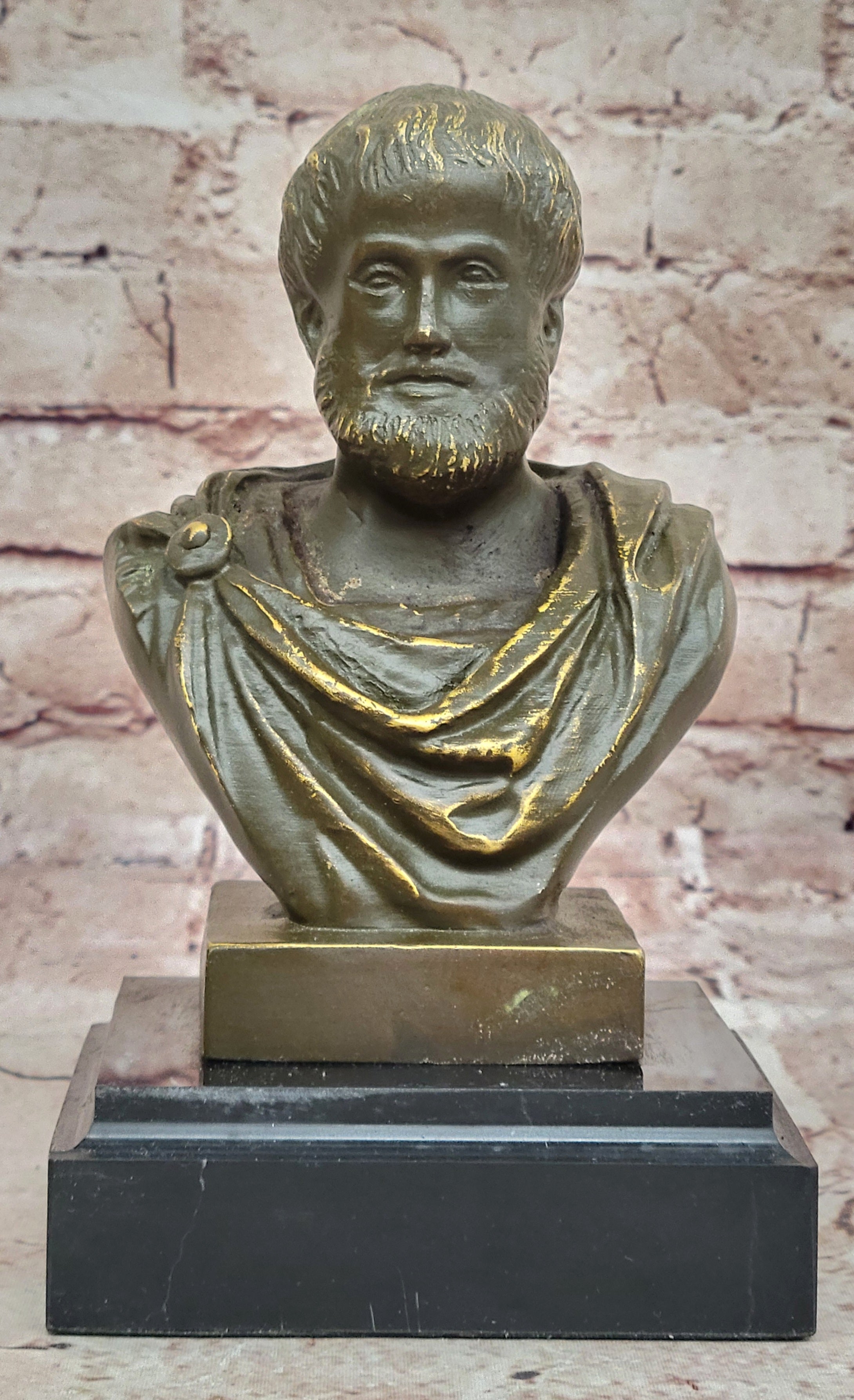 Detailed Bronze Philosopher Statue Sculpture of Aristotle Bust Ideal for Library or Office