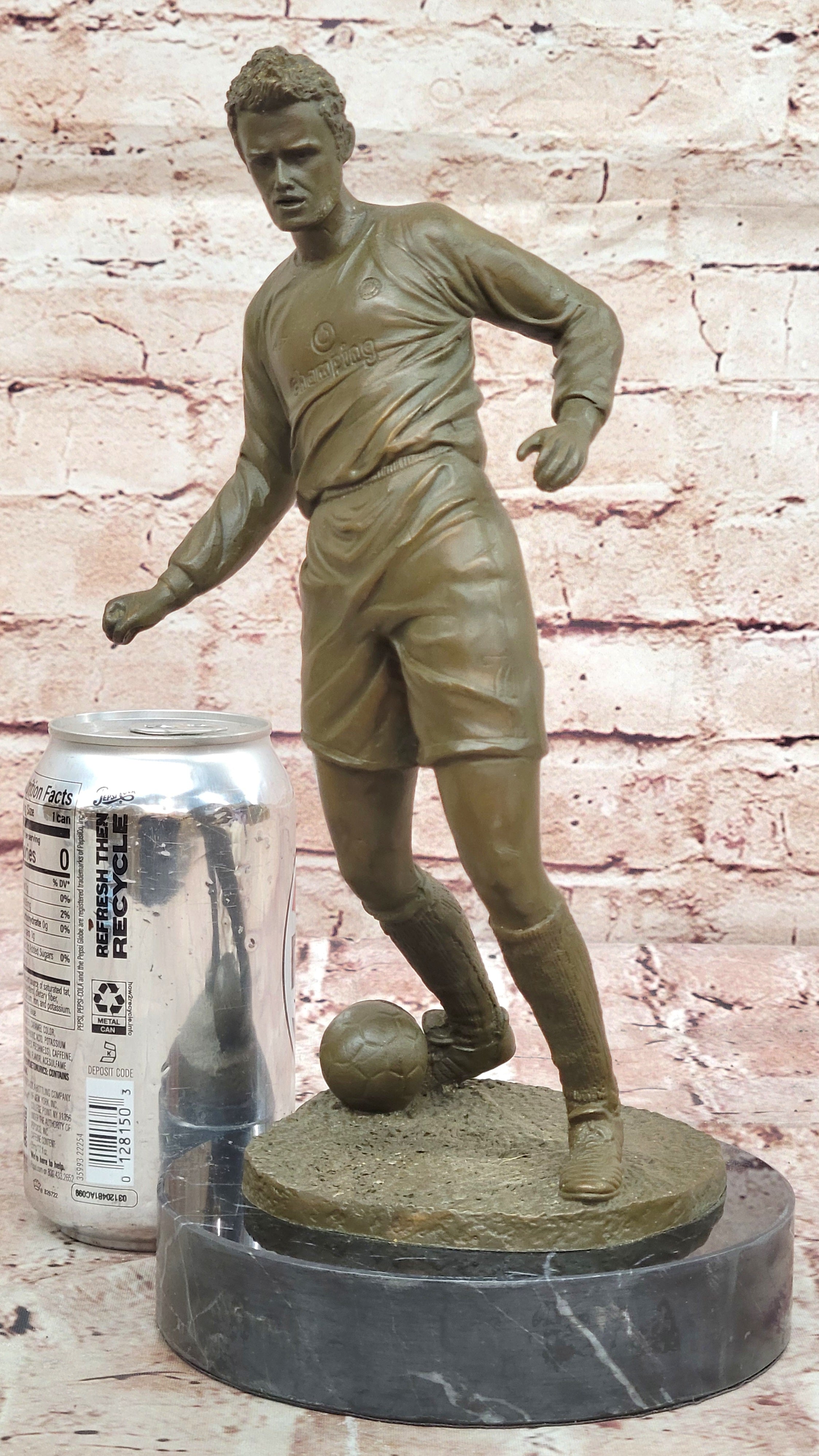 Classic Sports Bronze Sculpture of Soccer Player Statue Signed by Mavchi Home Decor Art