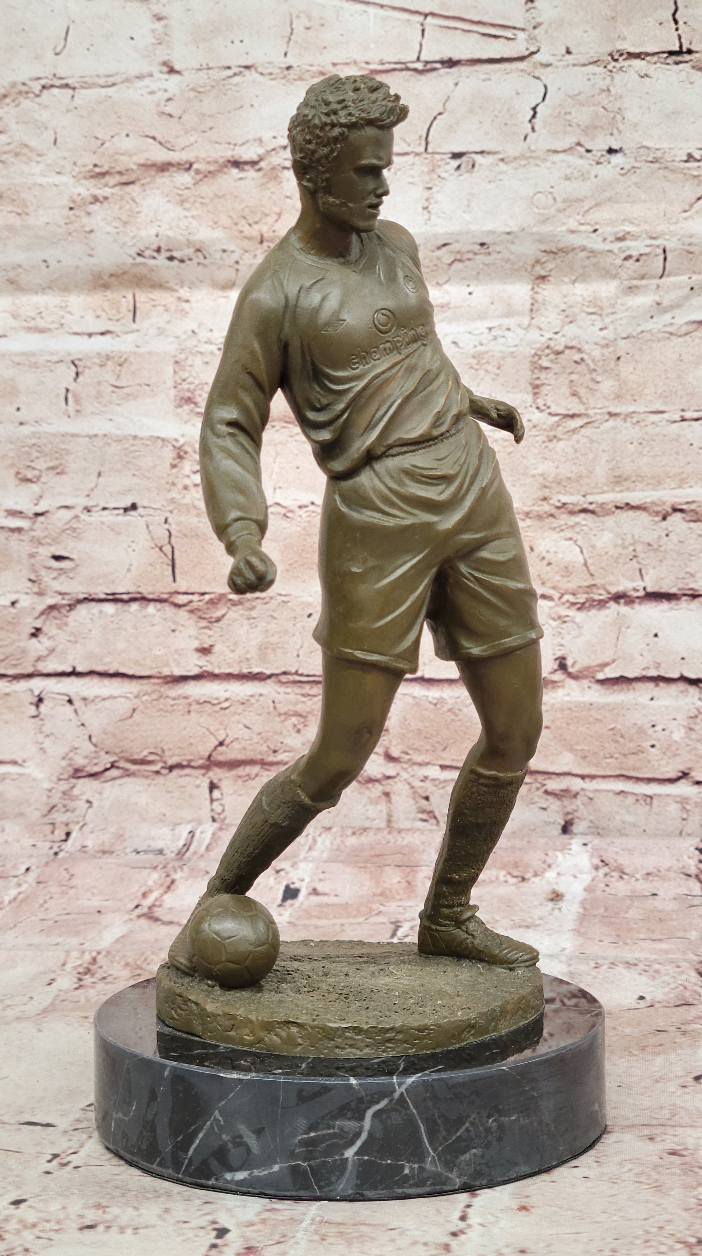 Classic Sports Bronze Sculpture of Soccer Player Statue Signed by Mavchi Home Decor Art