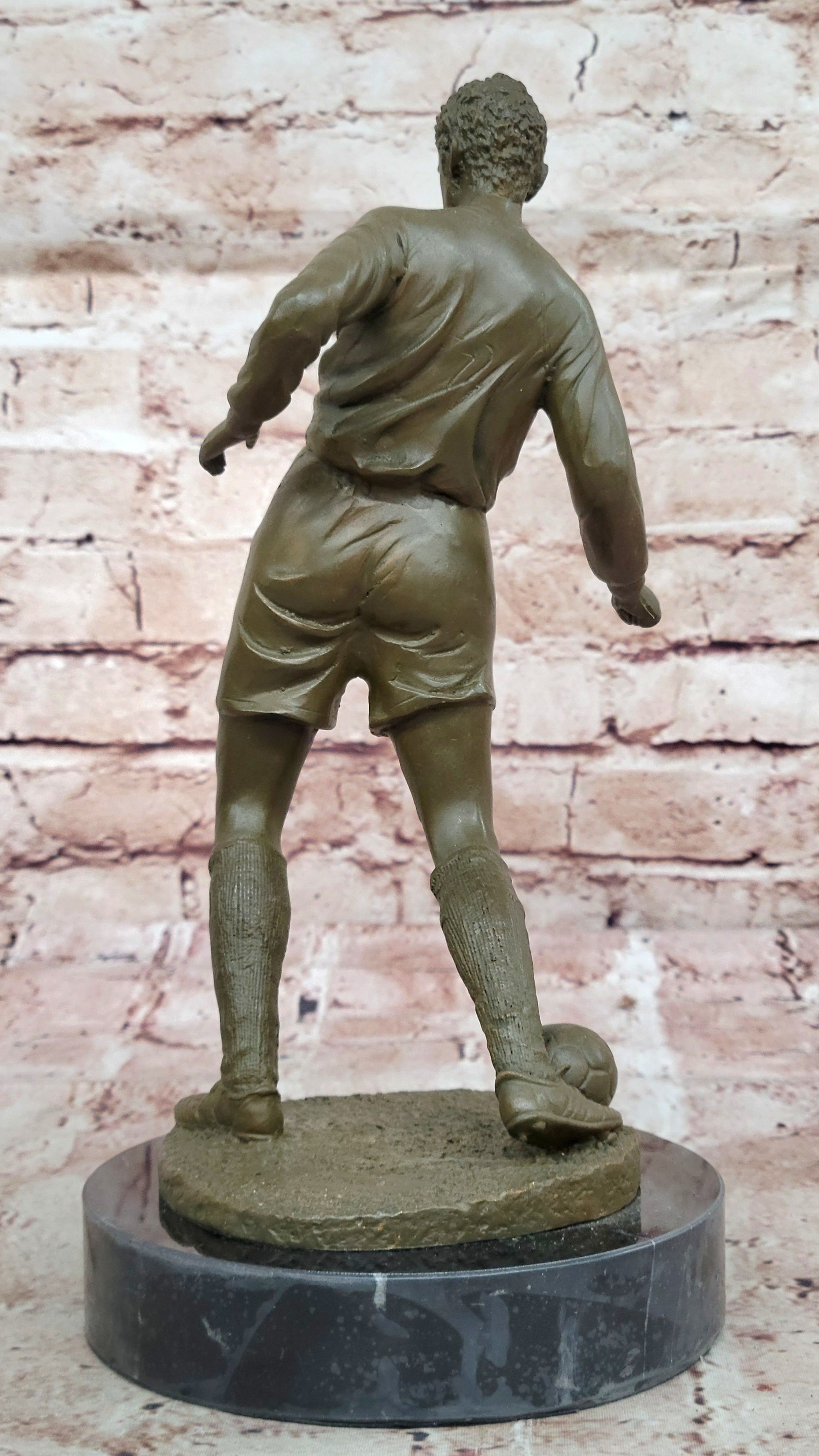 Classic Sports Bronze Sculpture of Soccer Player Statue Signed by Mavchi Home Decor Art