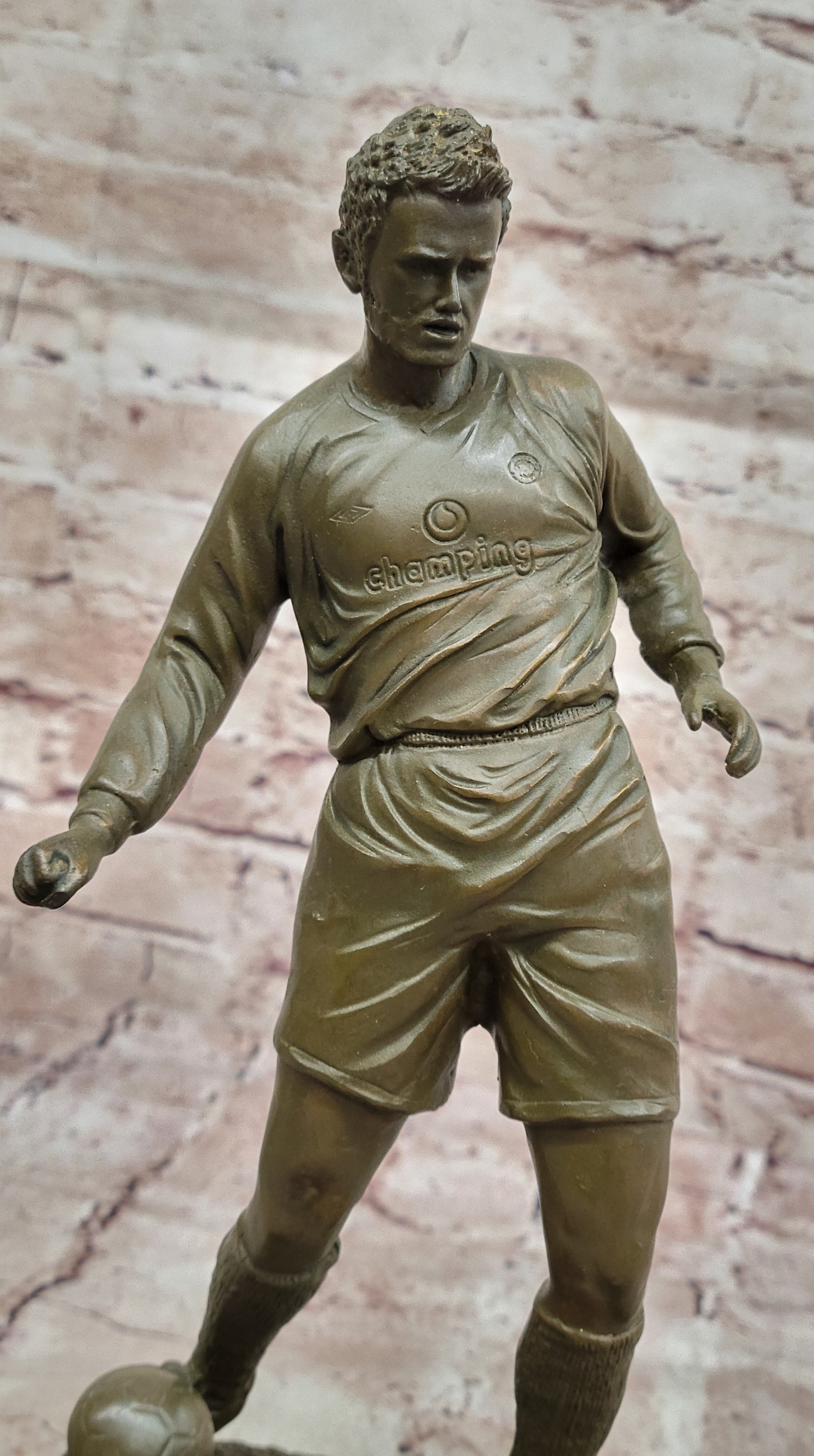 Classic Sports Bronze Sculpture of Soccer Player Statue Signed by Mavchi Home Decor Art