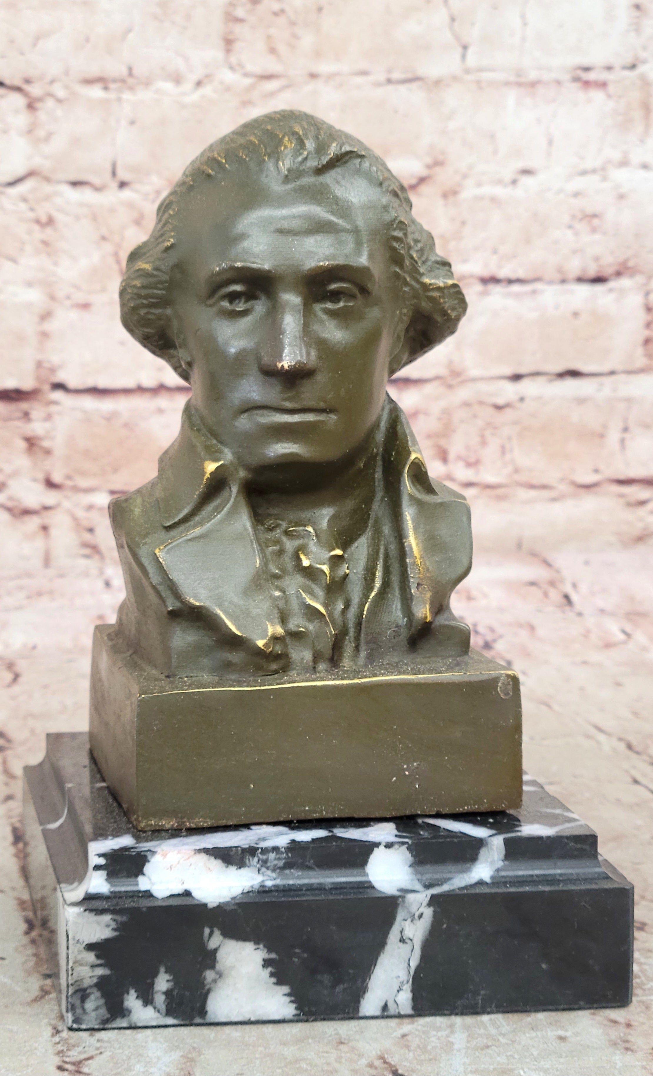 Bronze George Washington Bust Statue Historical Home Office Decoration Cold Cast Collectible