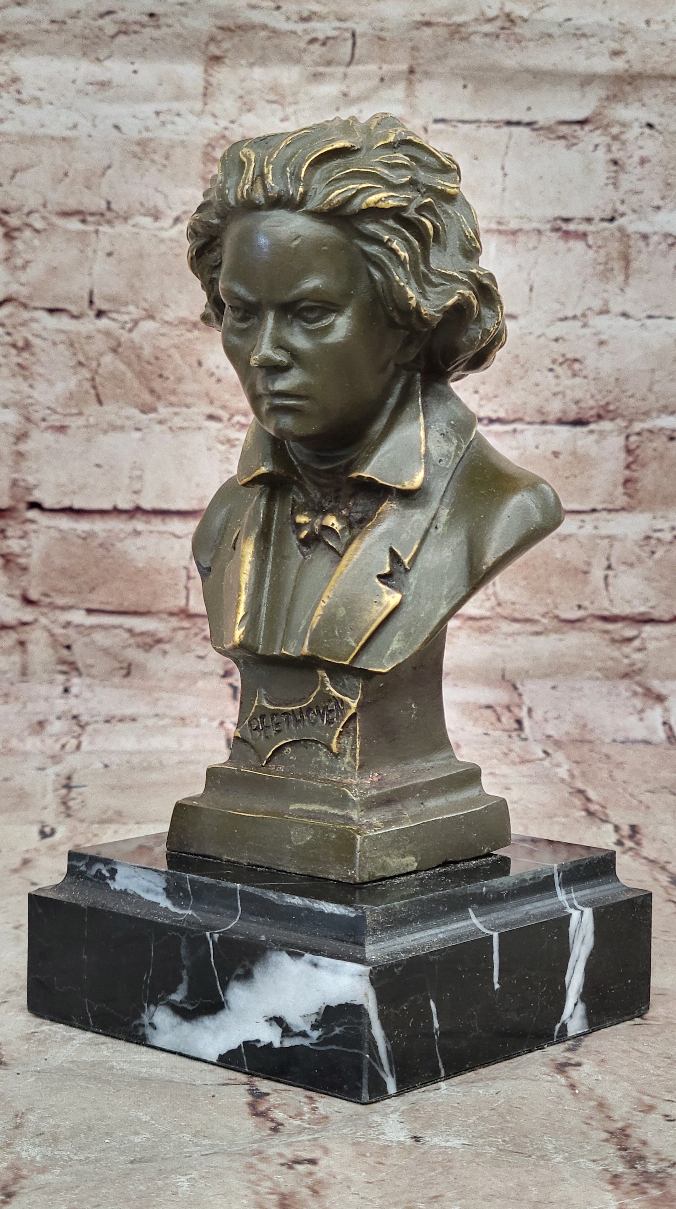 Classical Bronze Bust of Beethoven Sculpture Signed by Milo Music Art Figurine Hot Cast