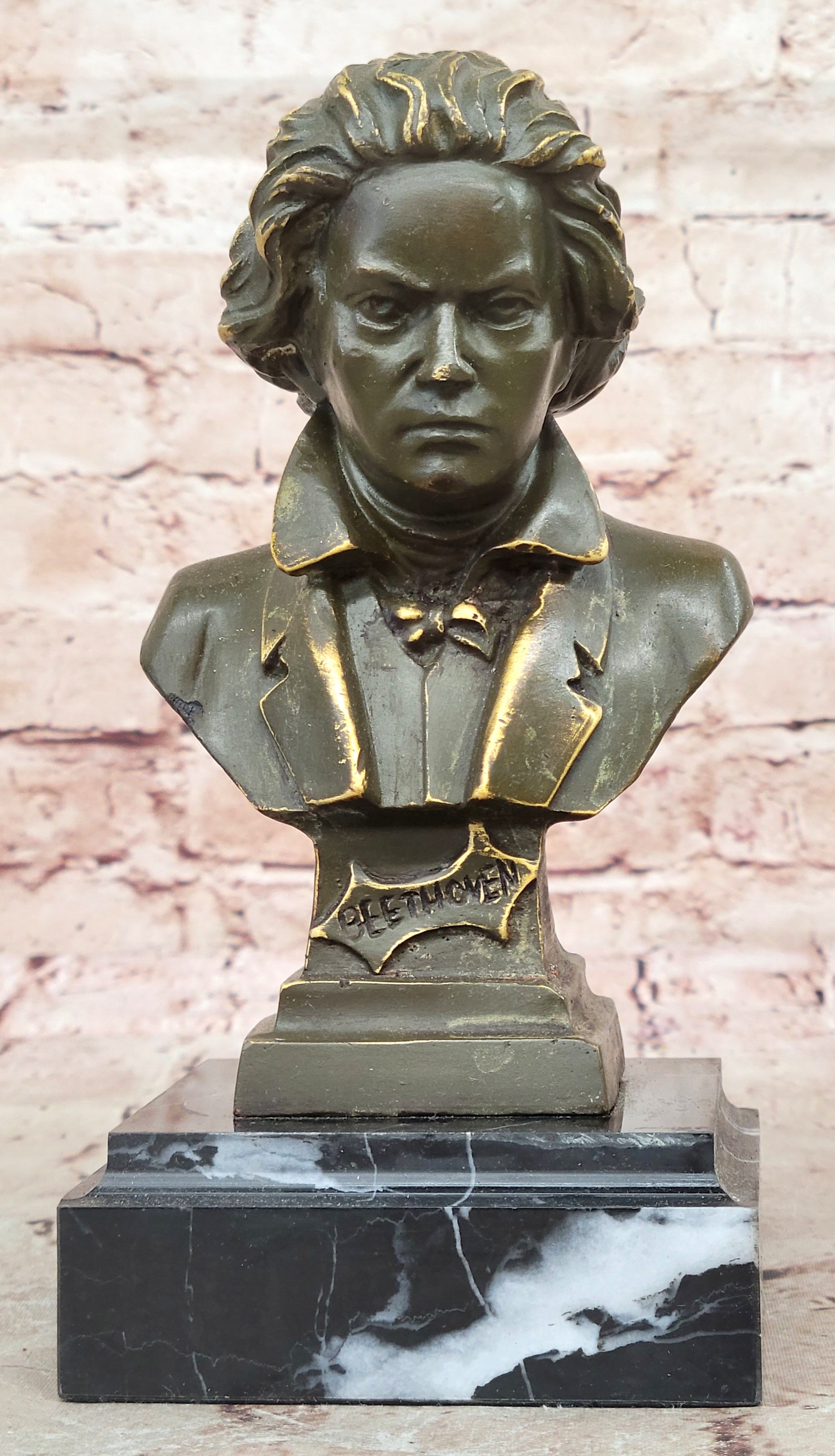 Classical Bronze Bust of Beethoven Sculpture Signed by Milo Music Art Figurine Hot Cast