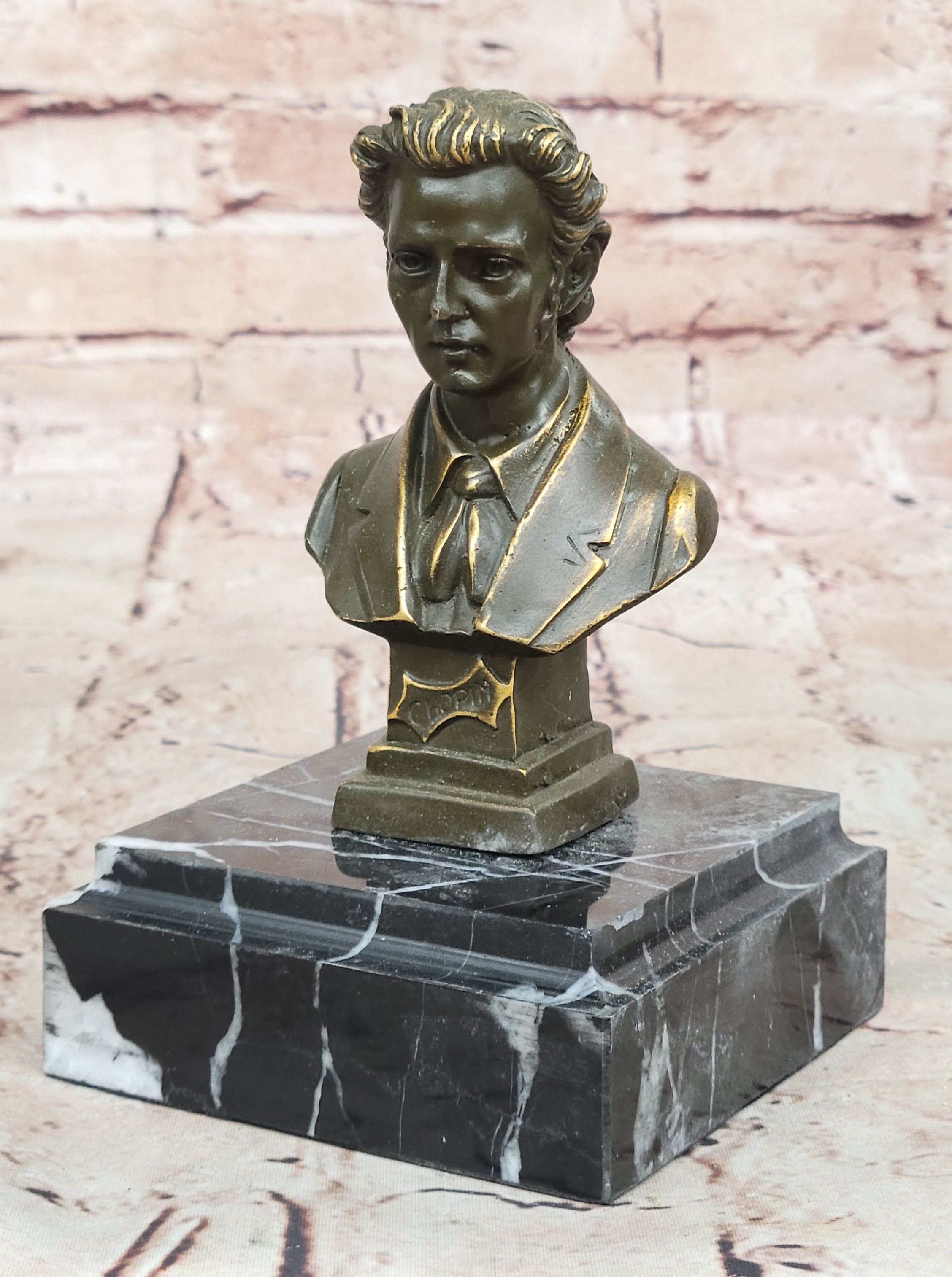 Hand Made Bronze Frederic Chopin Composer Head Bust Statue for Musicians and Collectors