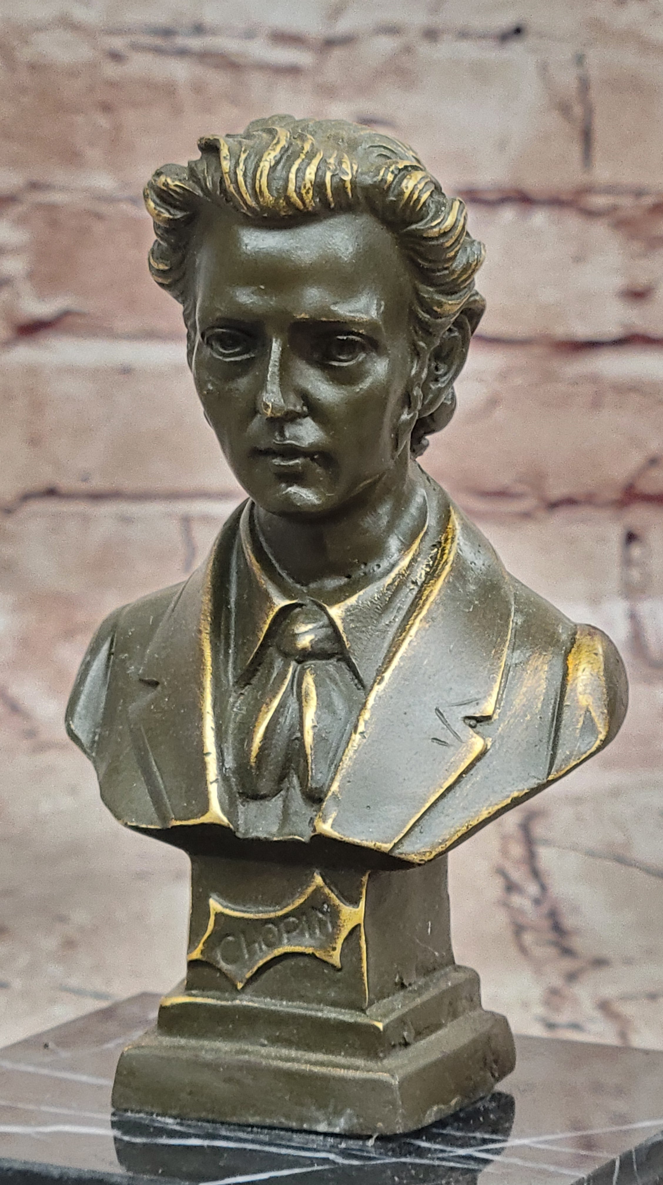 Hand Made Bronze Frederic Chopin Composer Head Bust Statue for Musicians and Collectors