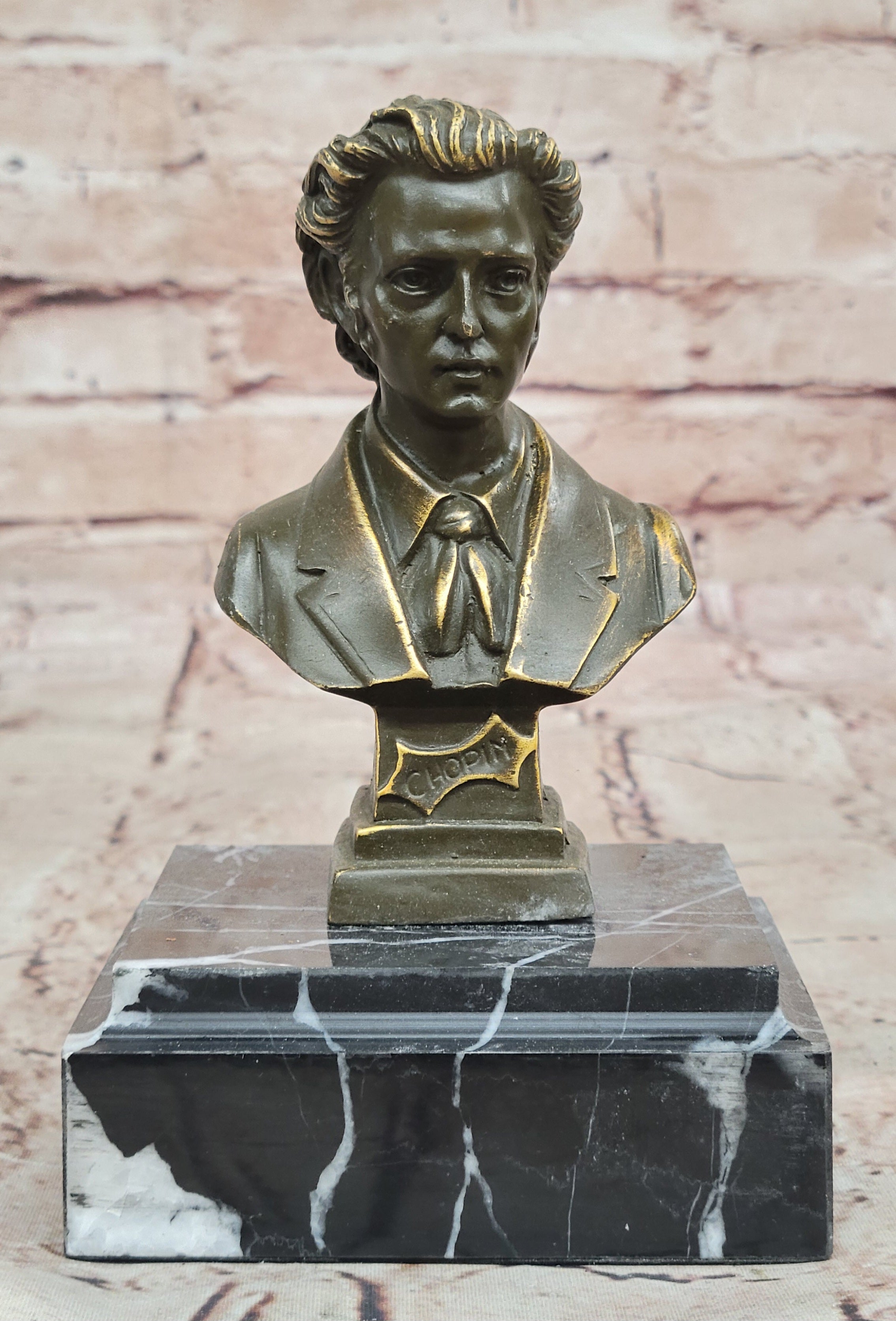 Hand Made Bronze Frederic Chopin Composer Head Bust Statue for Musicians and Collectors