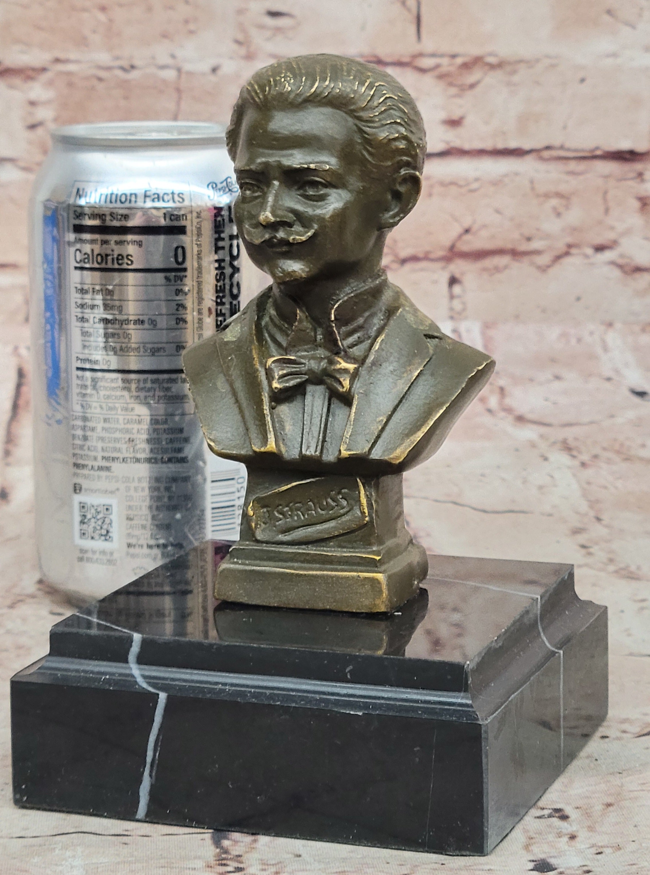 Vintage Bronze Figurine Musician Johann Strauss Music Statue Art Deco Bust Gift