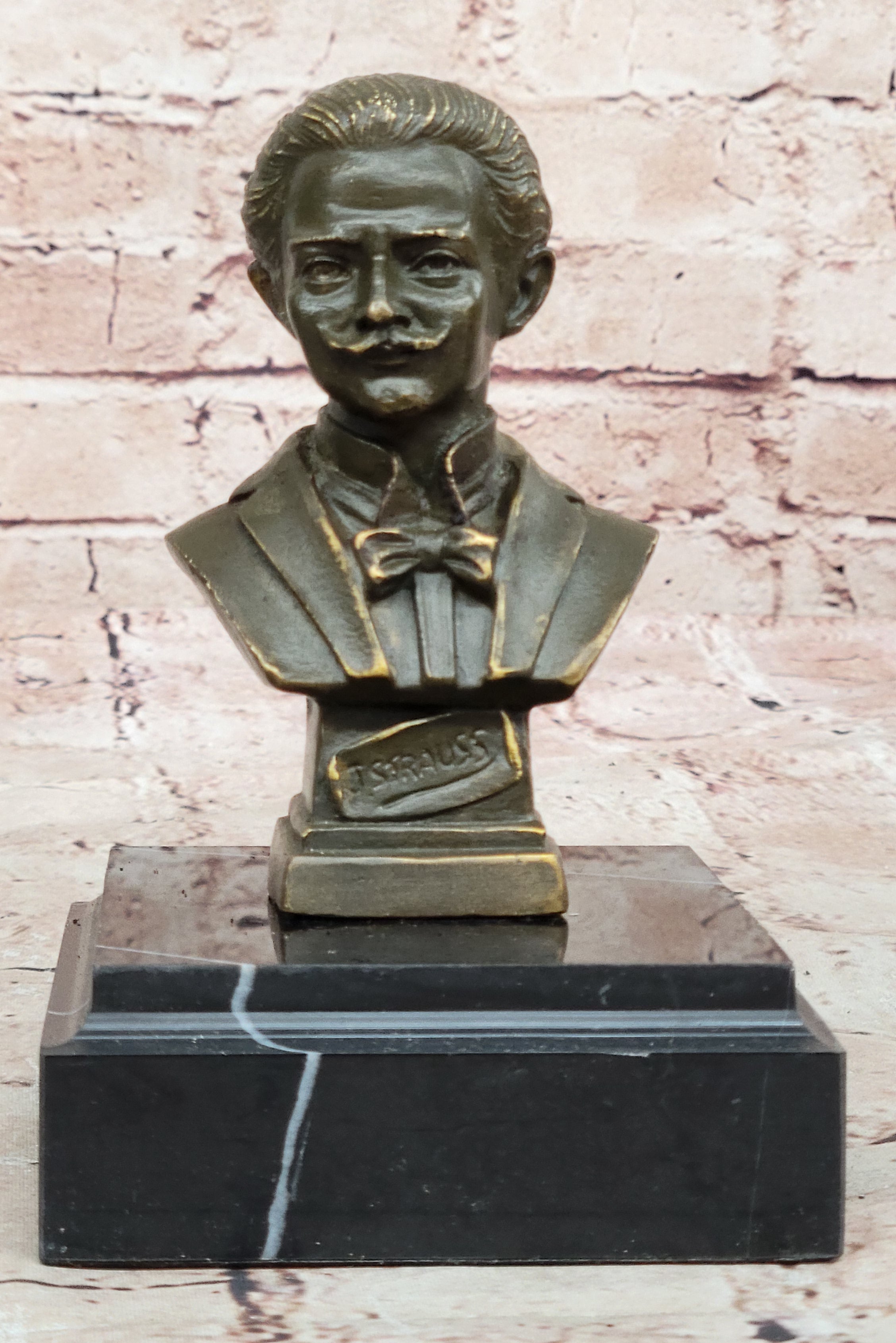 Vintage Bronze Figurine Musician Johann Strauss Music Statue Art Deco Bust Gift