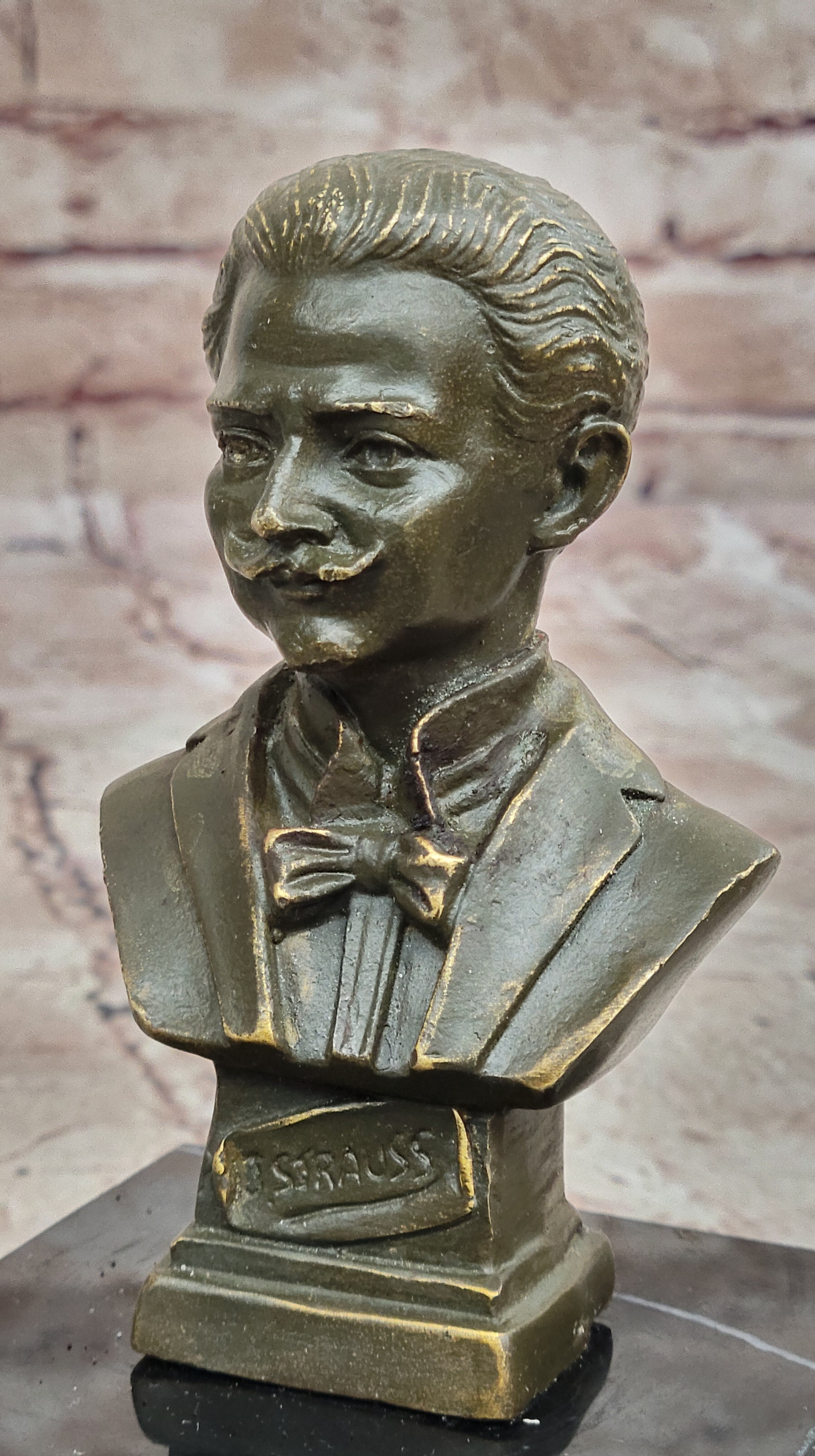 Vintage Bronze Figurine Musician Johann Strauss Music Statue Art Deco Bust Gift