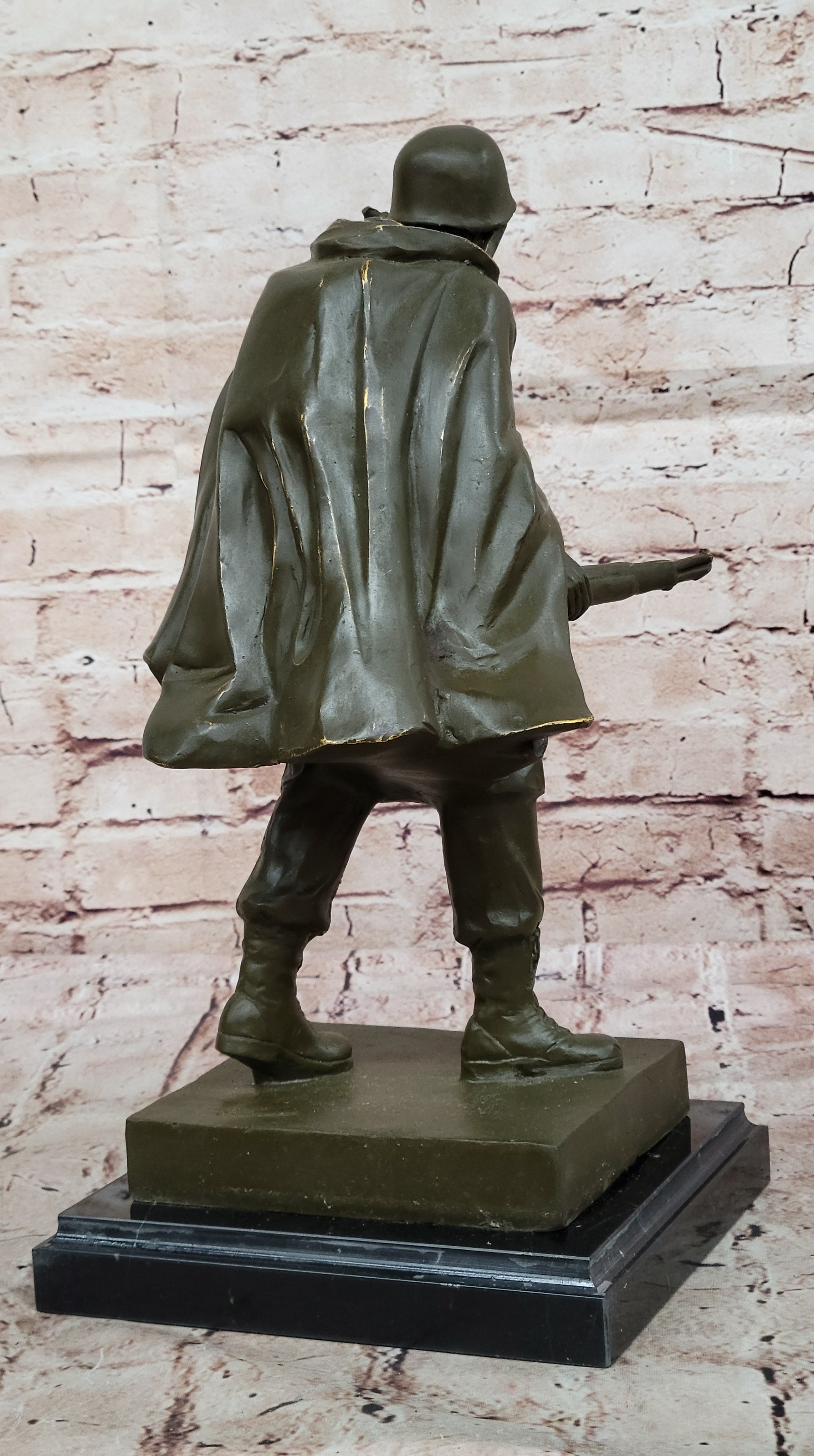 Hot Cast Fisher USA Army Soldier with Rifle Bronze Sculpture Signed Anniversary Gift Artwork