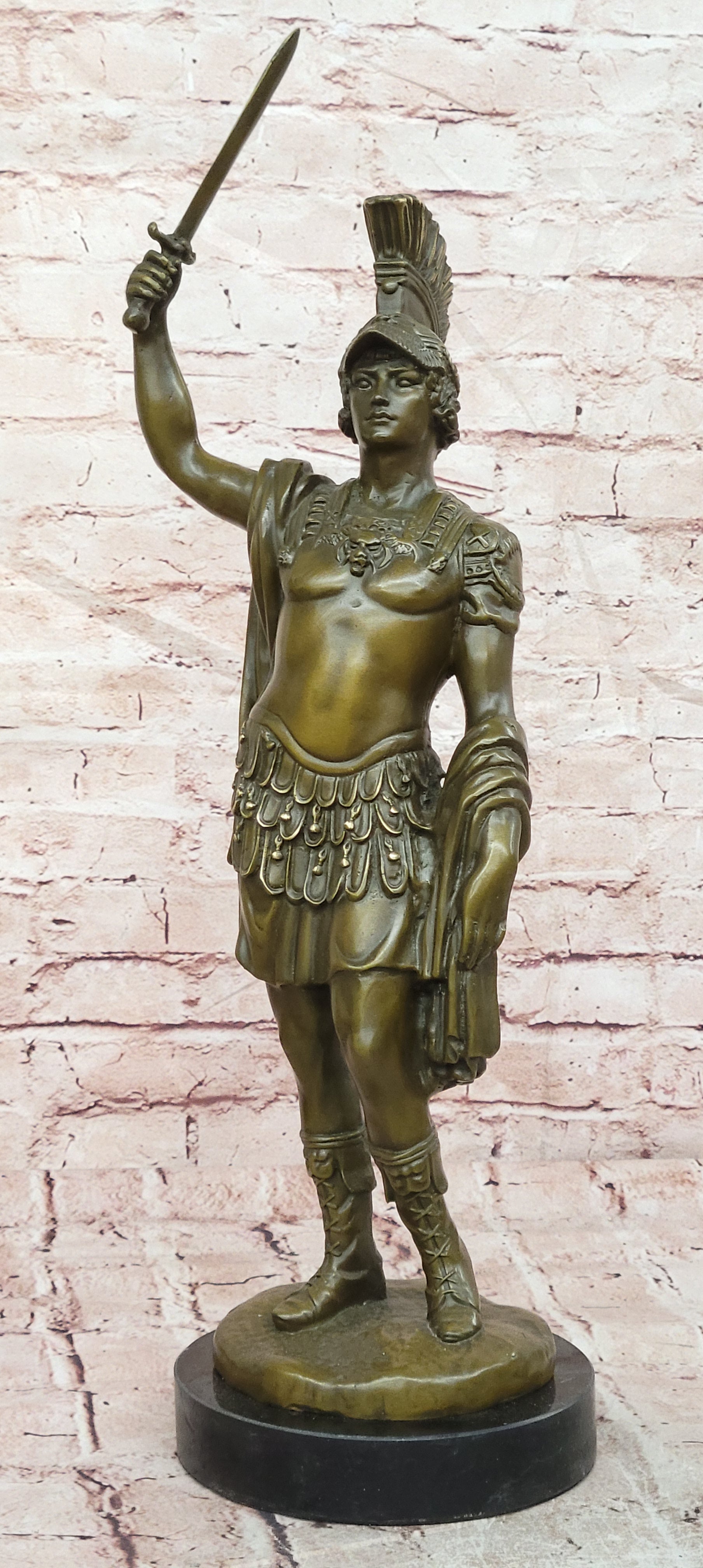Bronze Roman Warrior Sculpture Signed Mavchi Gladiator Fine Art Figurine