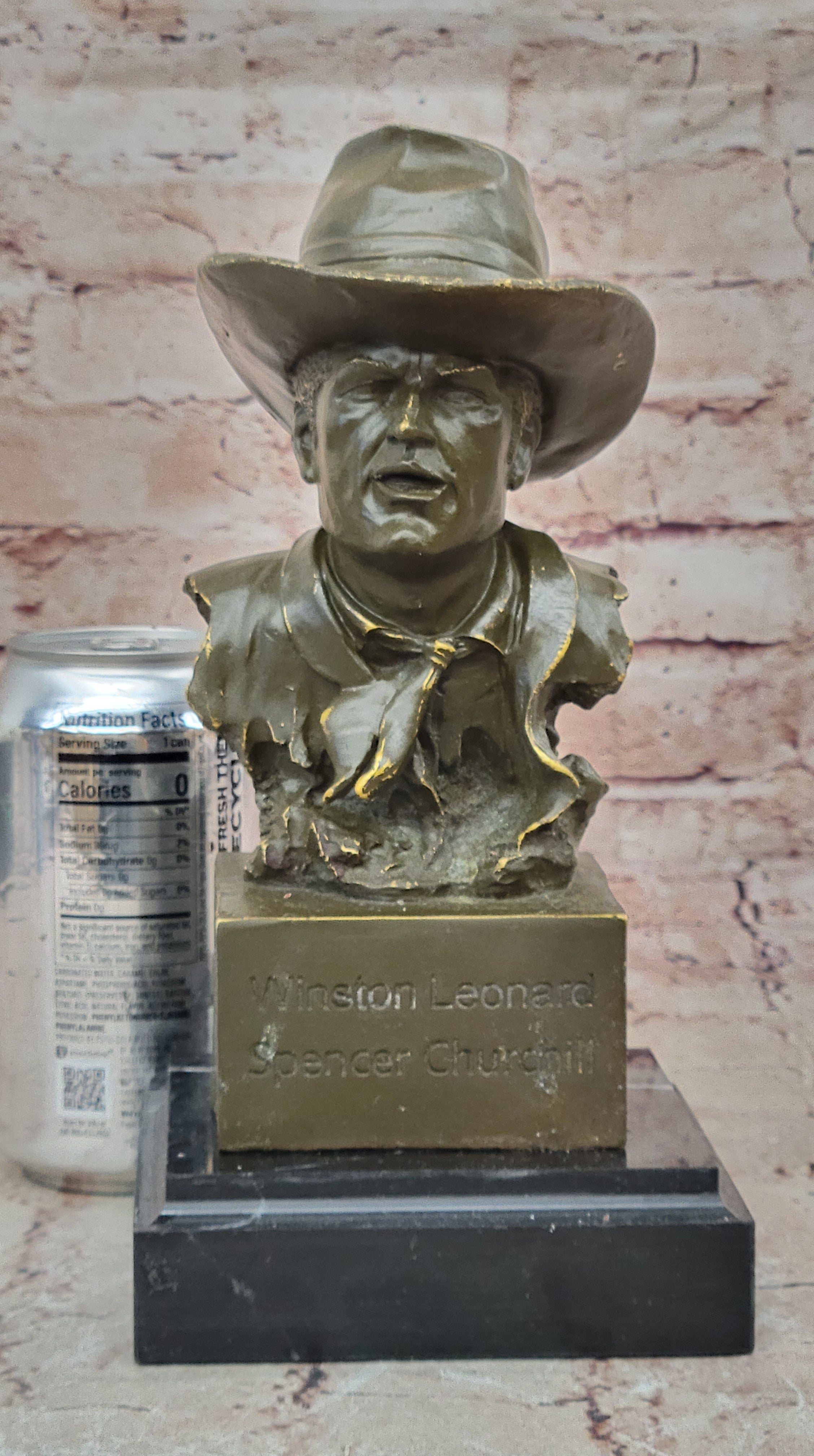 Handmade Milo John Wayne Bronze Bust Sculpture Signed Collector`s Western Art Figurine
