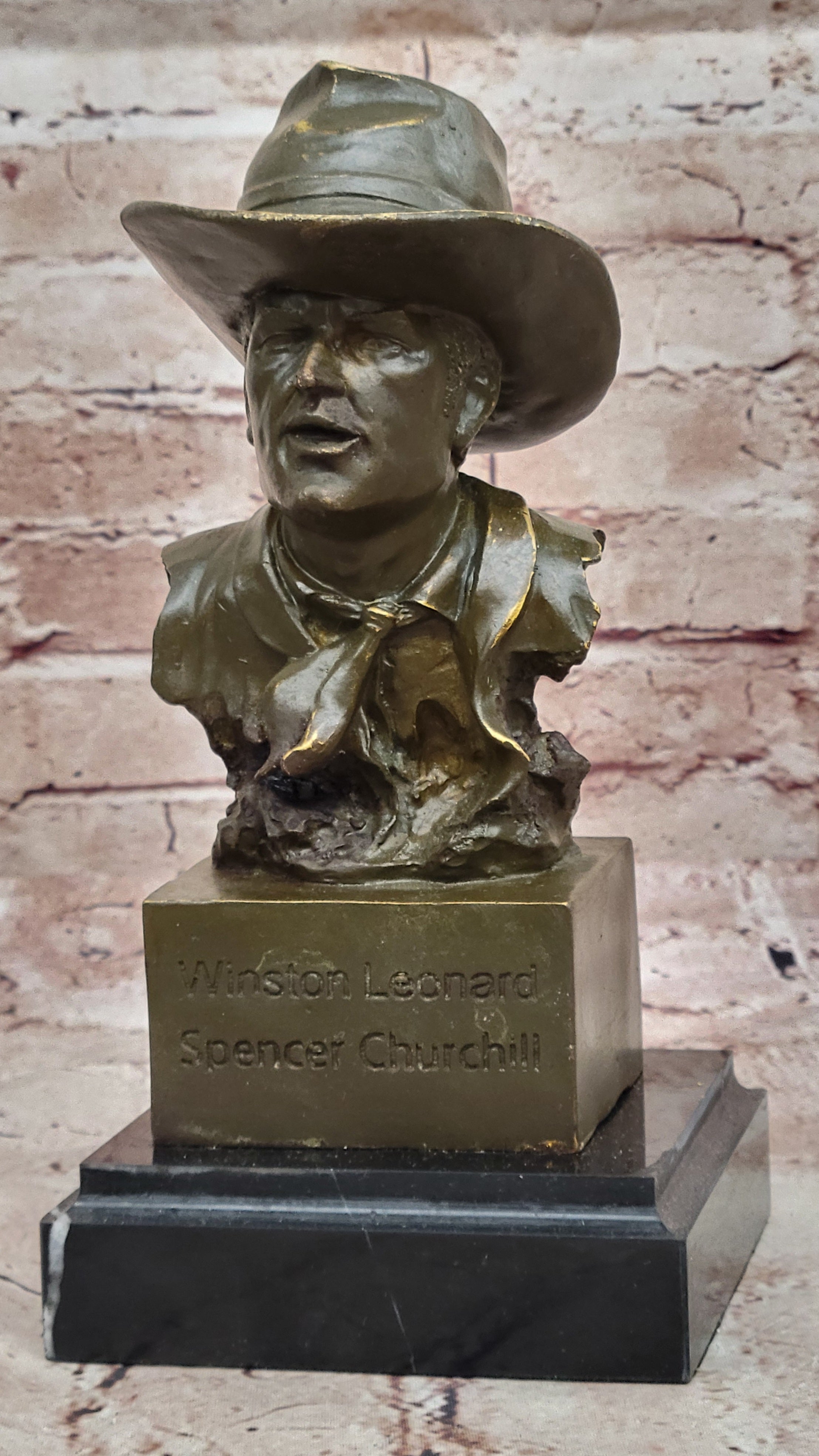 Handmade Milo John Wayne Bronze Bust Sculpture Signed Collector`s Western Art Figurine