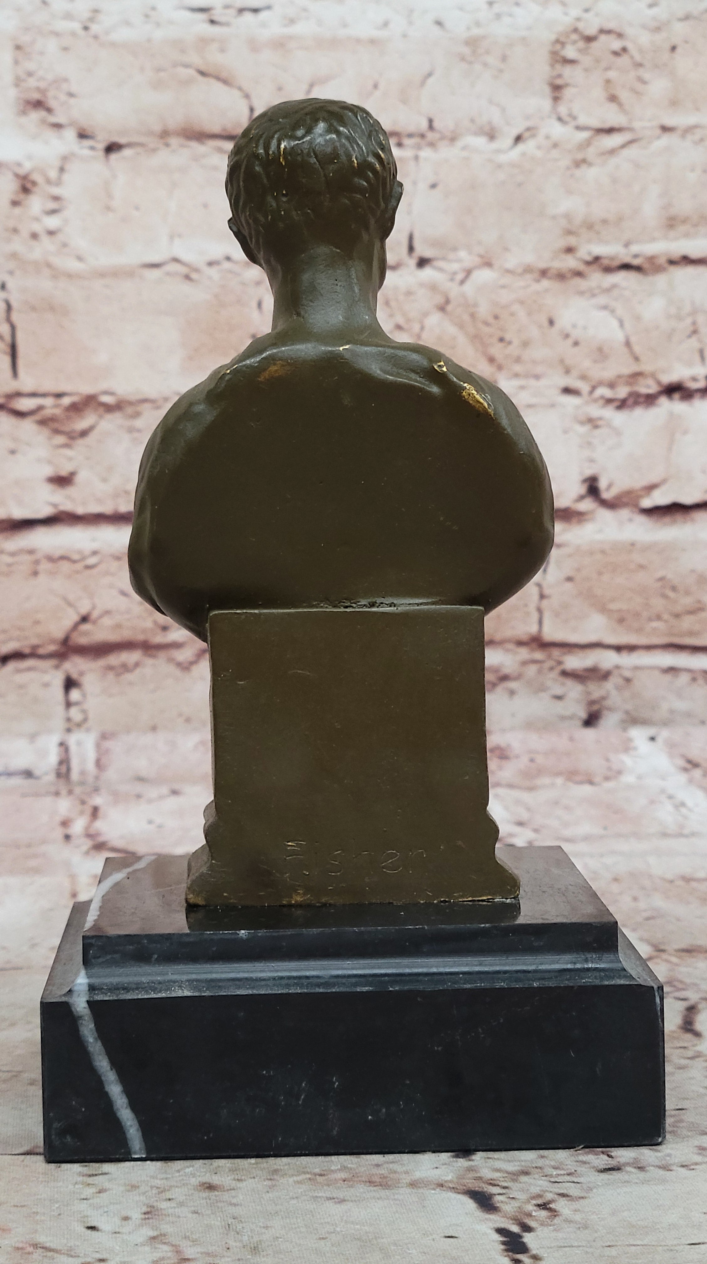 Fisher Signed Julius Caesar Bronze Head Bust Sculpture Ancient Rome Decor Artwork