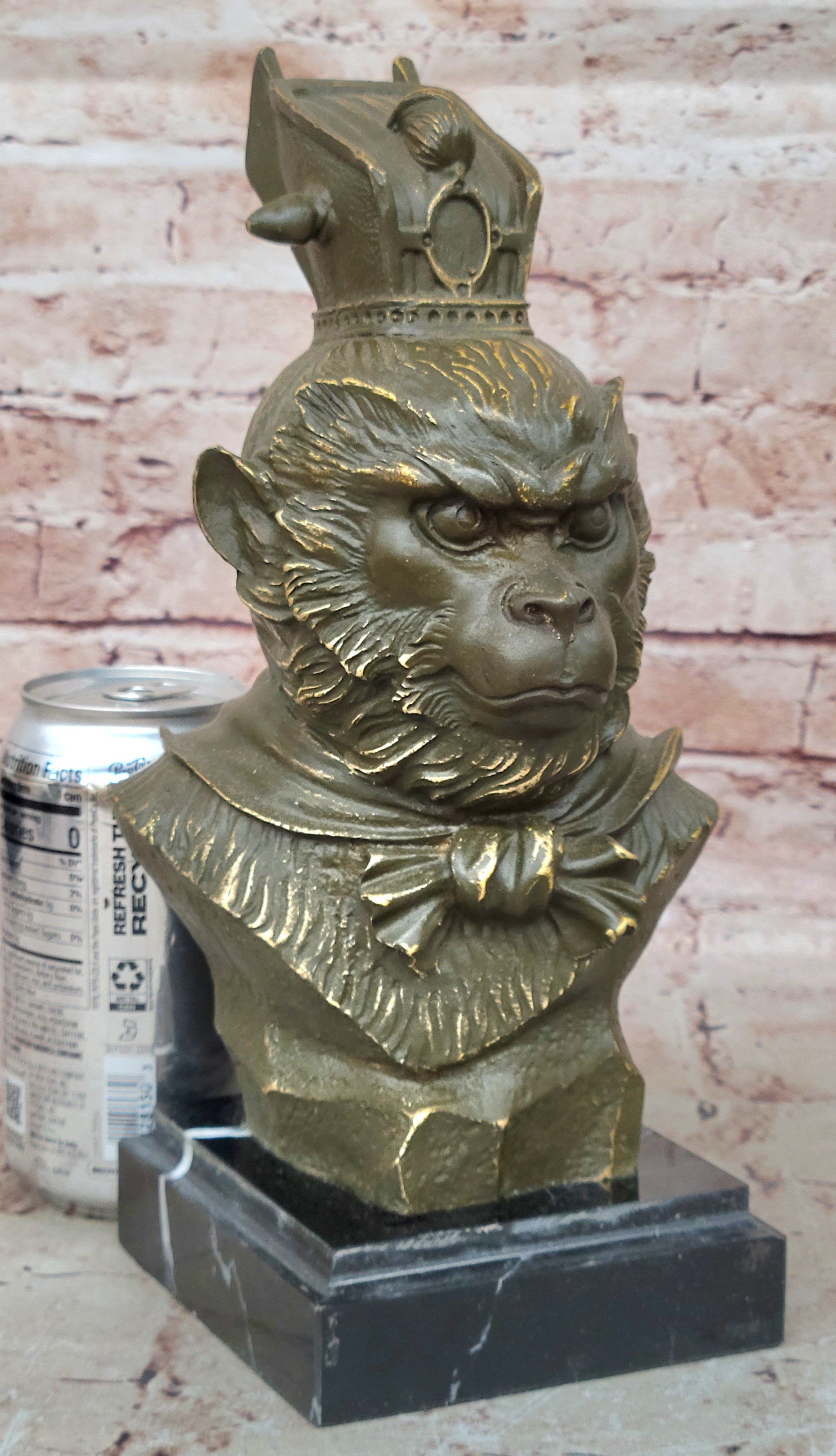 Avatar Monkey King Bronze Sculpture Feng Shui Collectible Signed Buddha Art