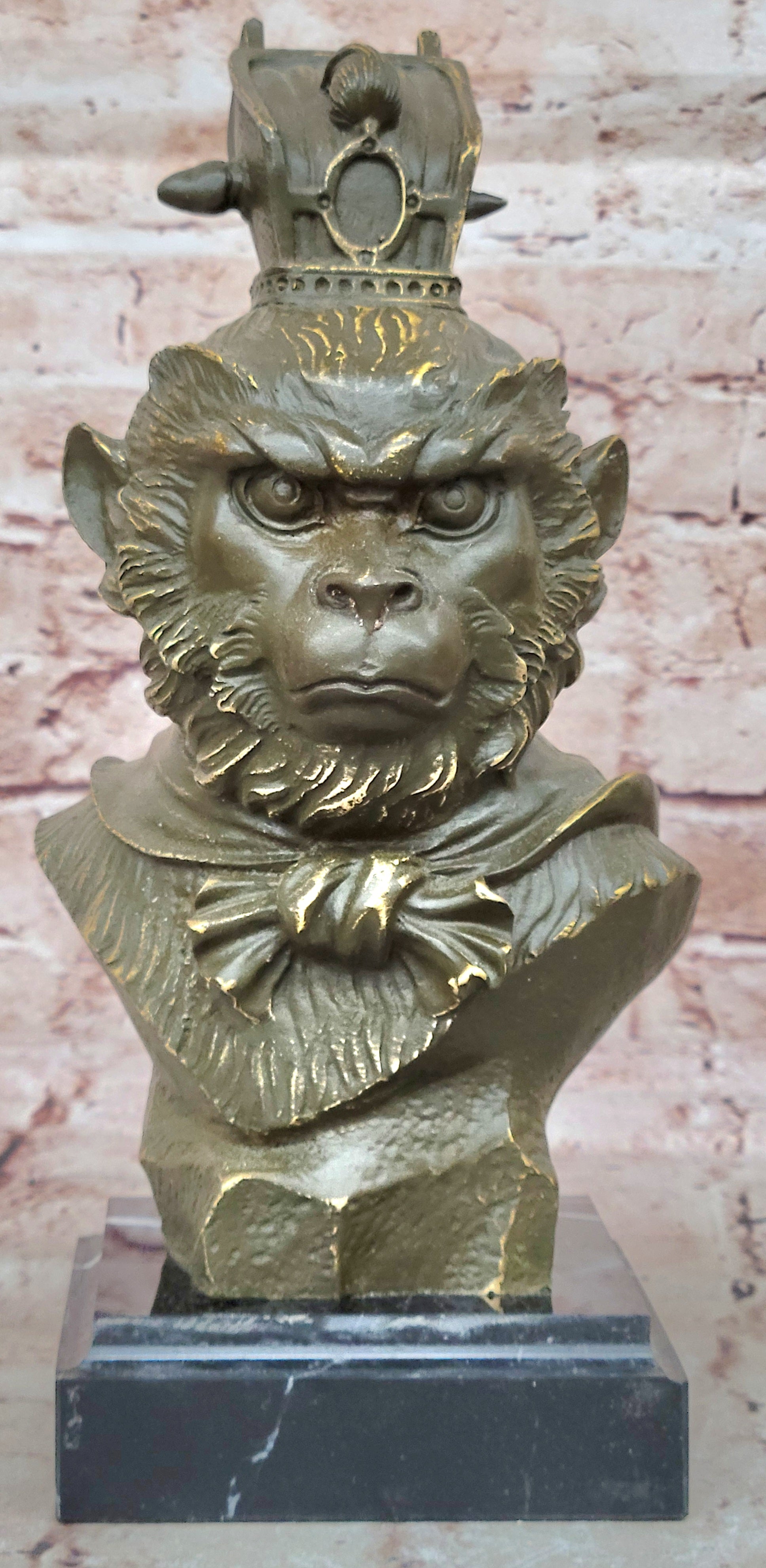 Avatar Monkey King Bronze Sculpture Feng Shui Collectible Signed Buddha Art