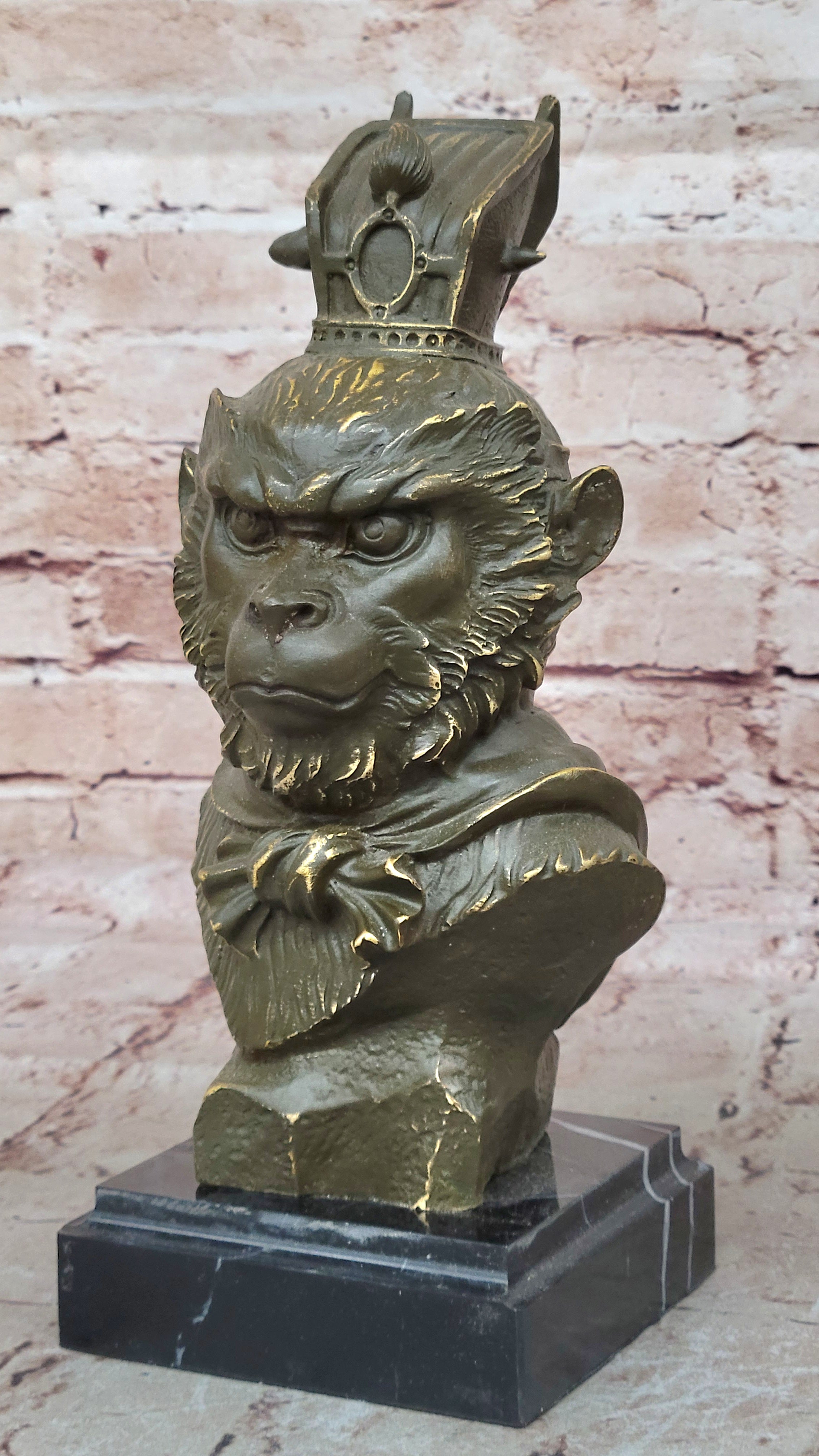 Avatar Monkey King Bronze Sculpture Feng Shui Collectible Signed Buddha Art