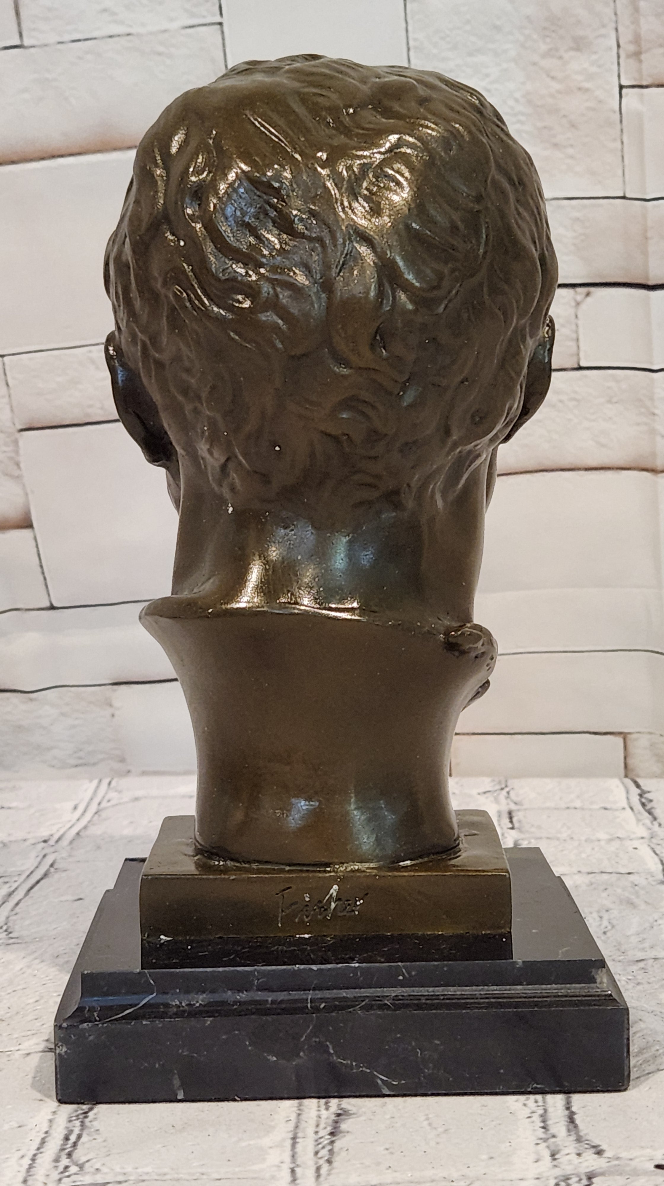 Signed Fisher Bronze Michelangelo Bust Sculpture Fine Art Collectible Statue