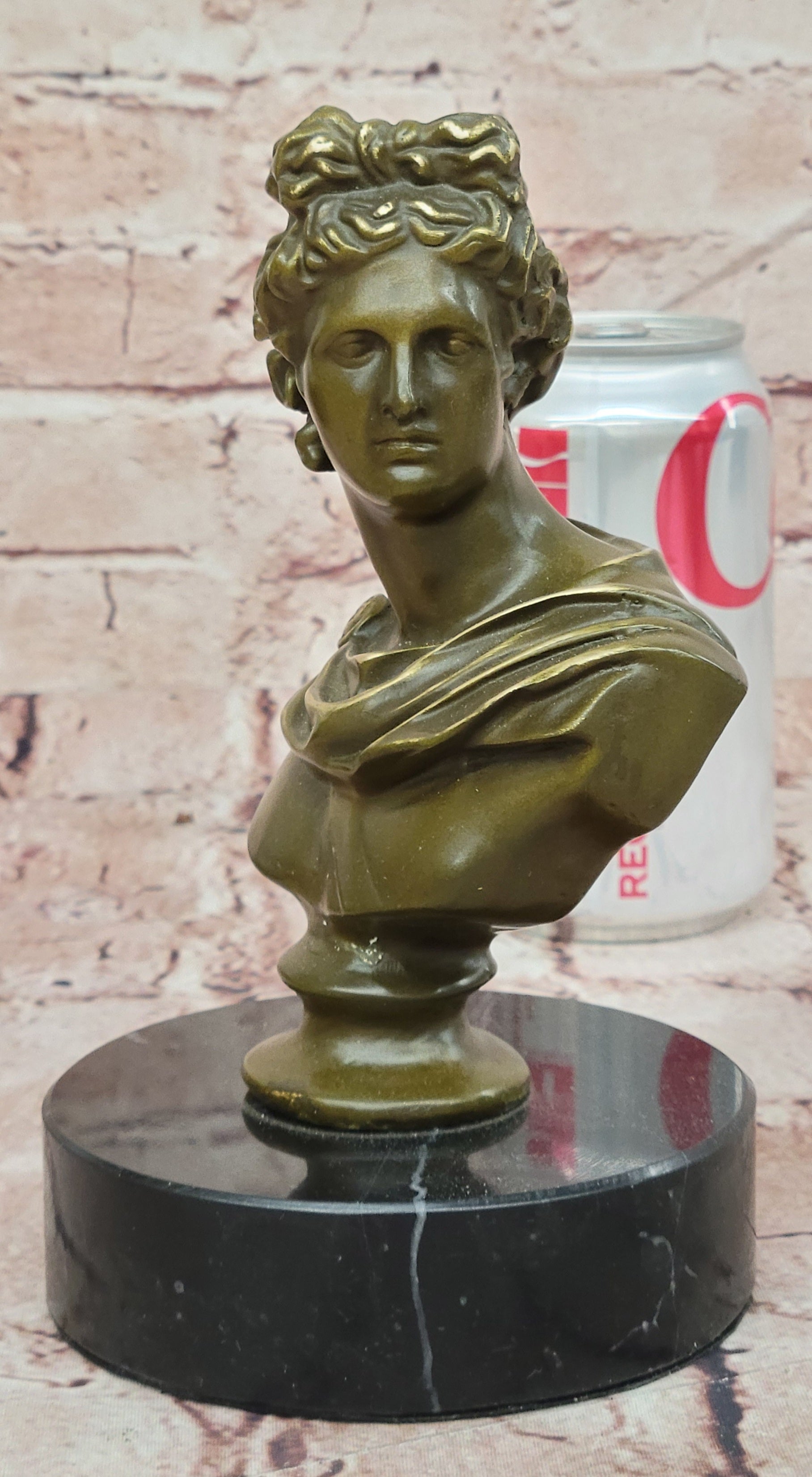 Bronze Roman Greek Apollo Sculpture Signed Milo Mythological Bust Decor