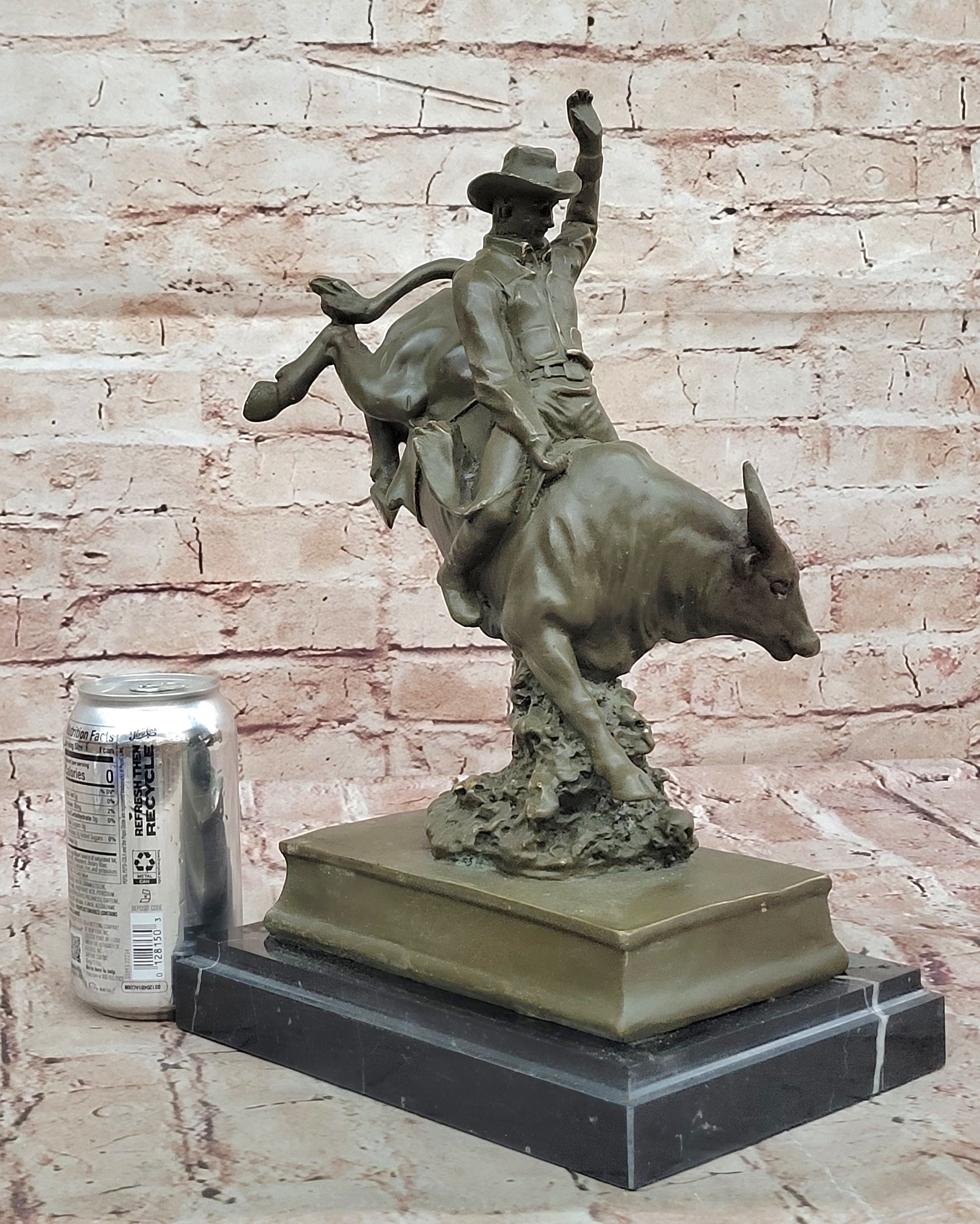 Remington Bronze Rodeo Cowboy Bull Rider Sculpture Statue Classic Western Home Decoration