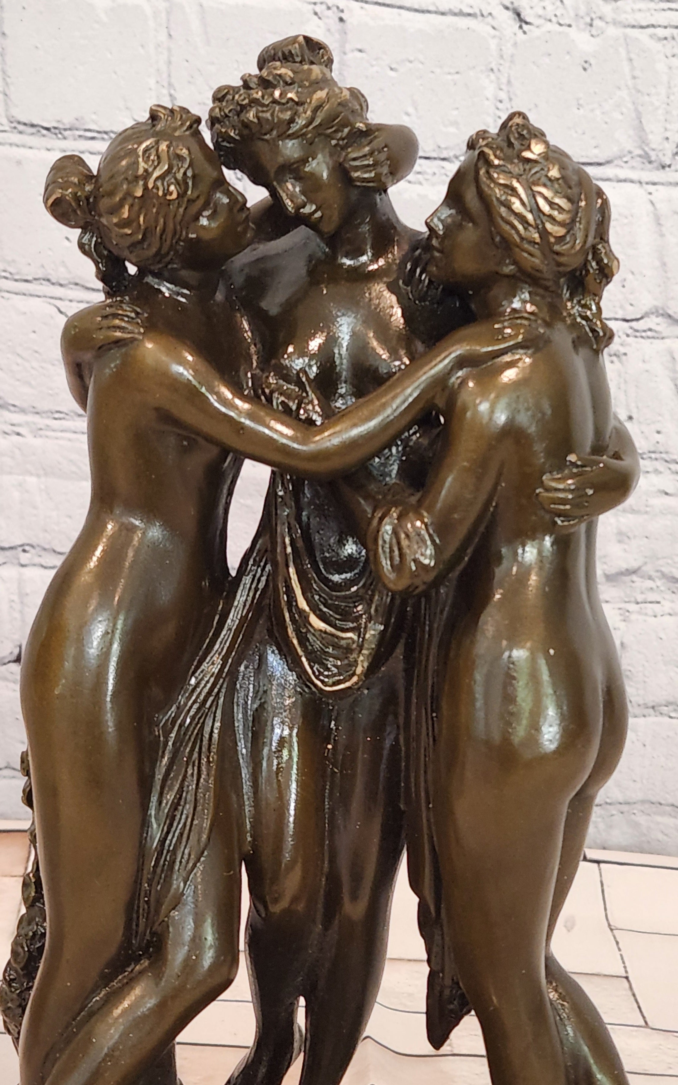 Classical Three Graces Bronze Sculpture Canova Style Fine Art Figurine Decor