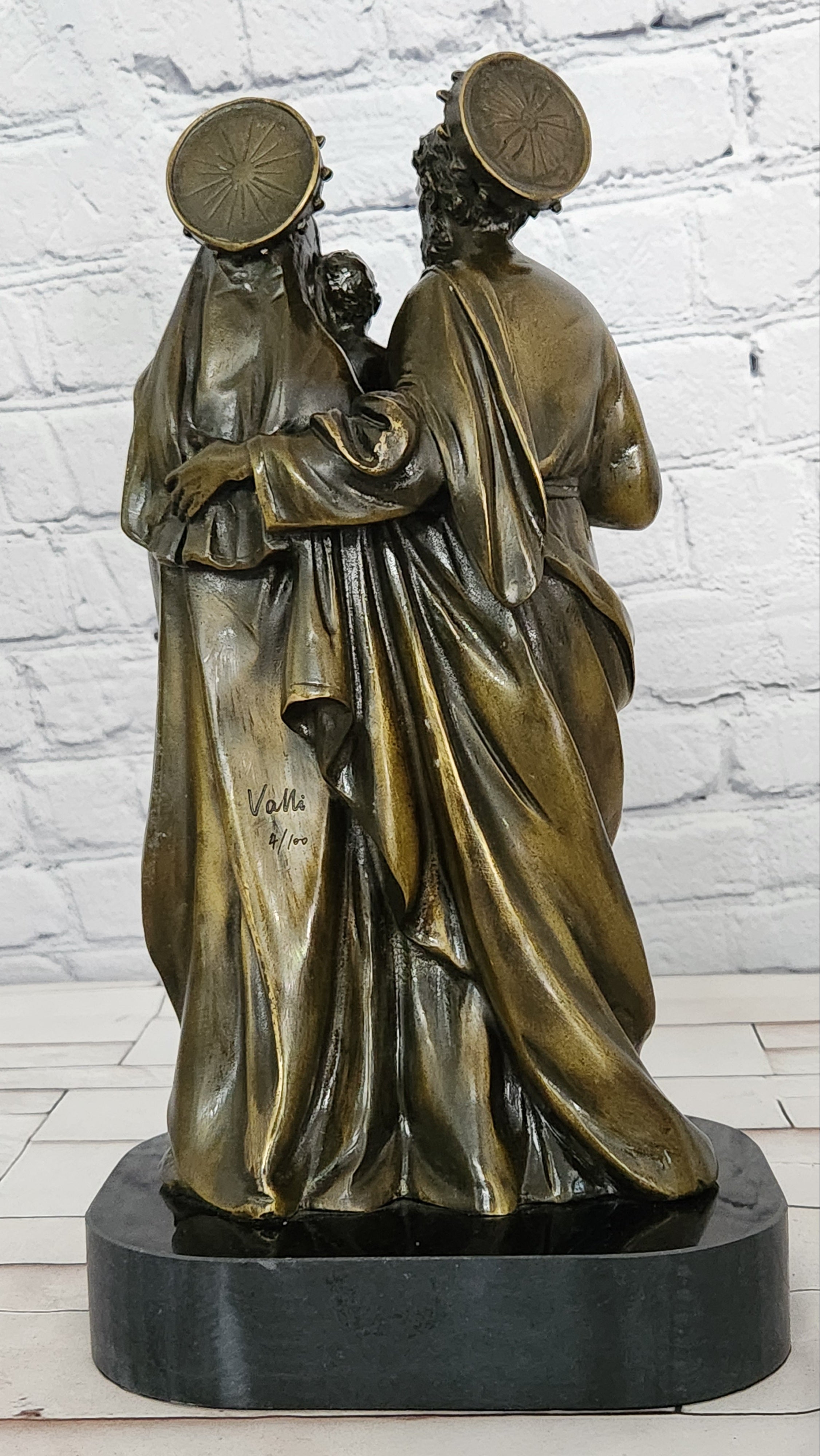 Valli Bronze Saint Joseph Mary Jesus Sculpture Holy Family Collectible Religious Art