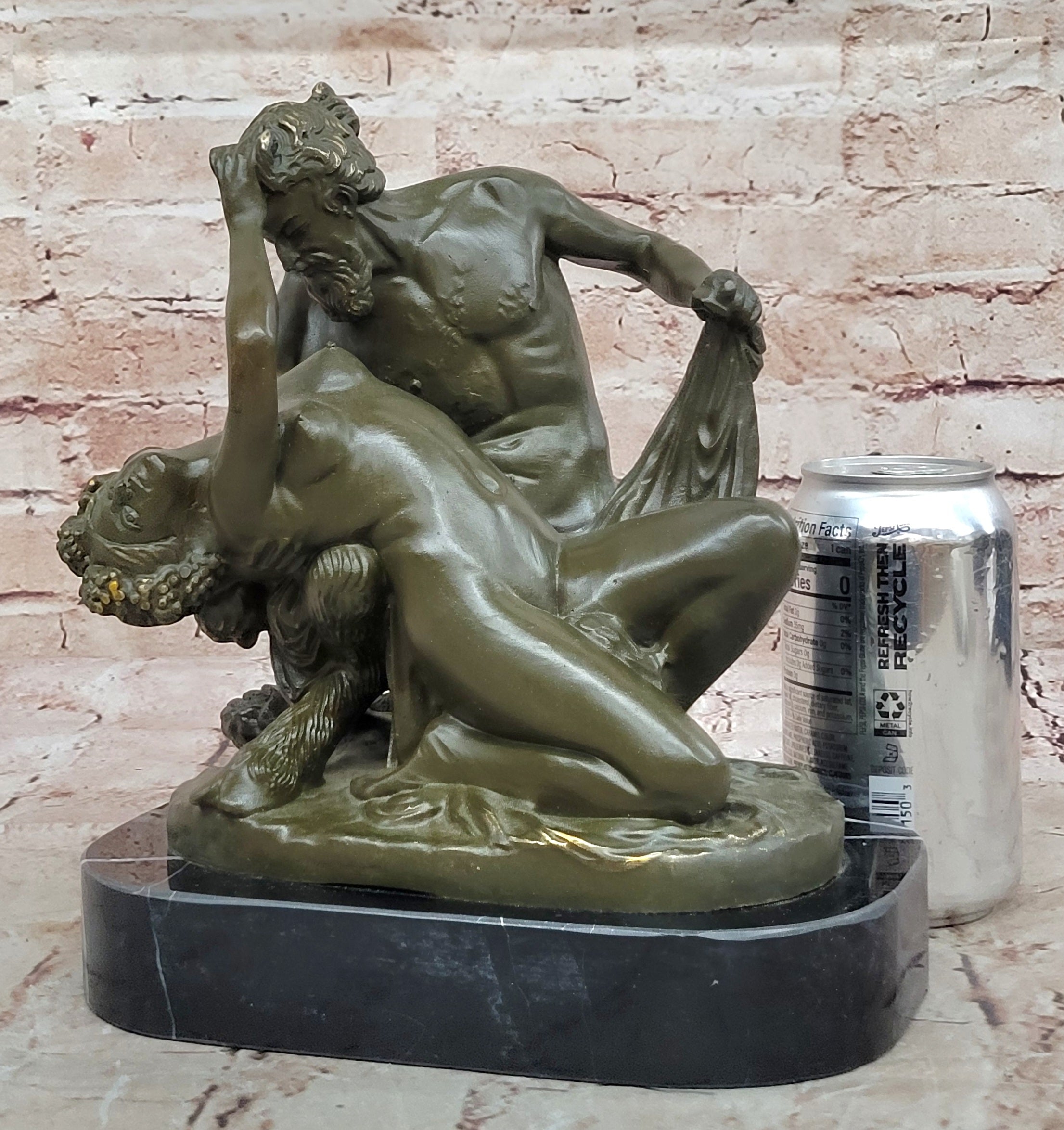 Bronze Sculpture Statue of Mythical Satyr and Female Companion Classical Artwork