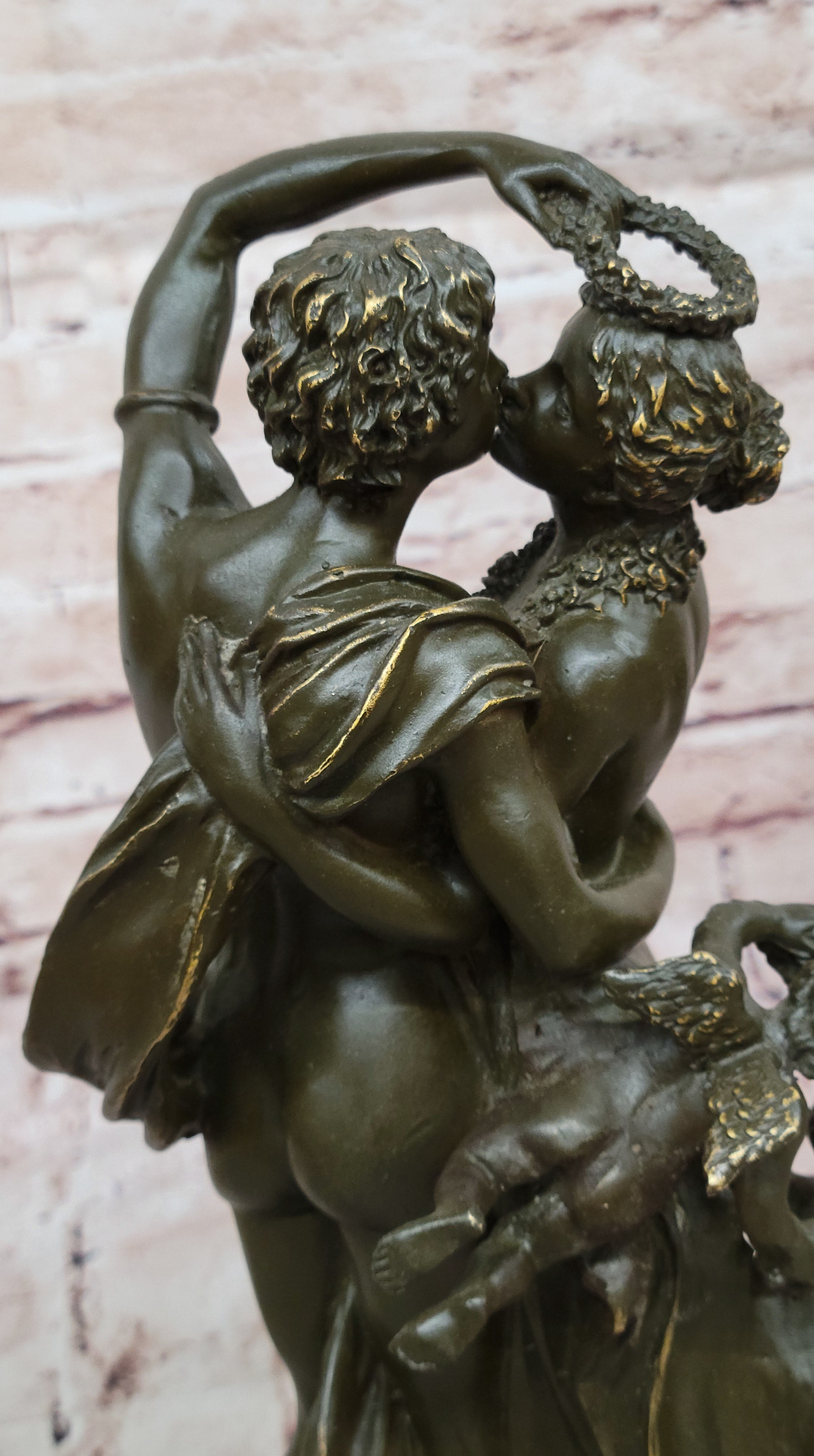 Limited Edition Bronze Statue by Milo of Adam and Eve with Baby Angel Heaven Figurine