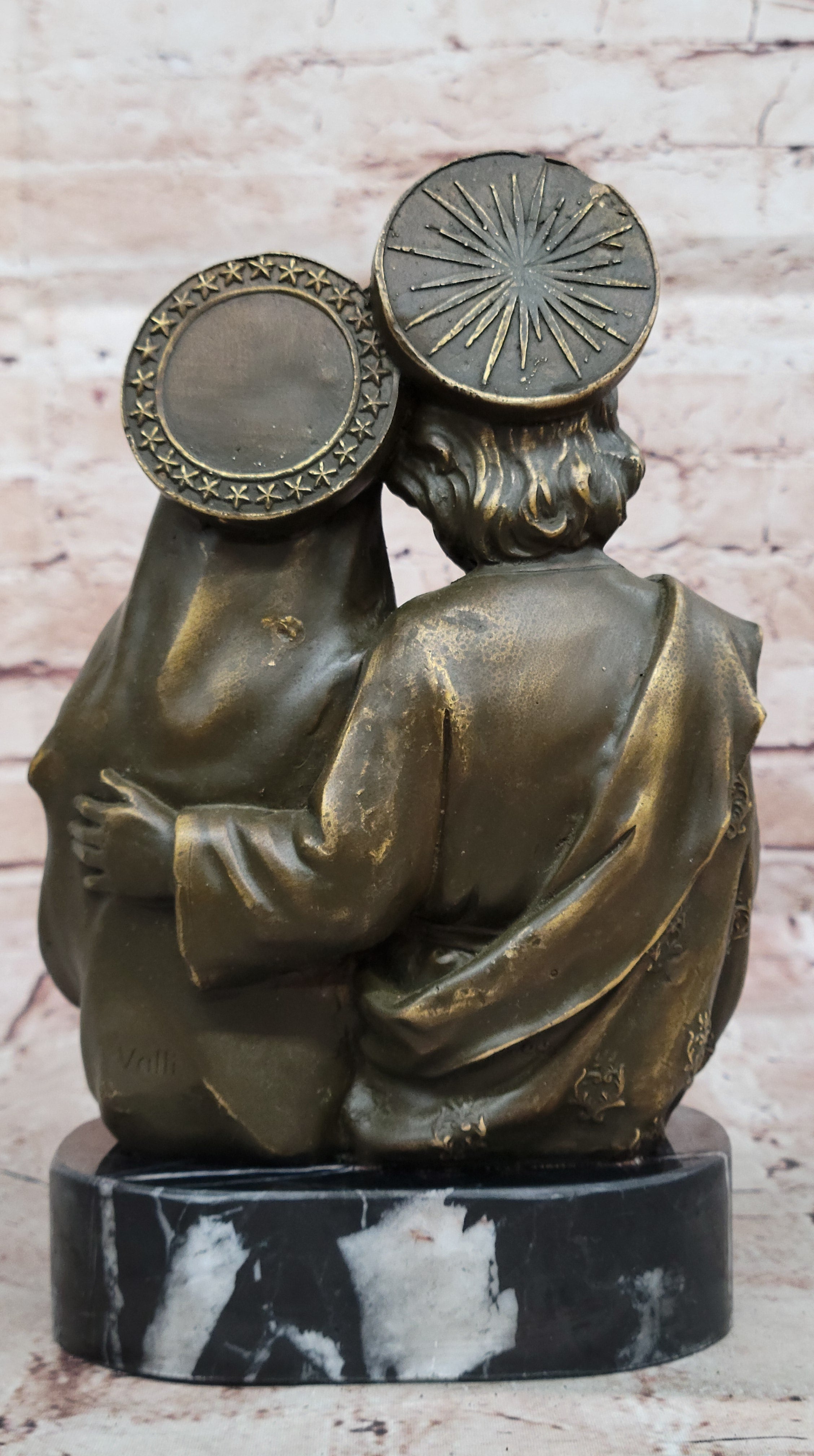 Collectible Bronze Sculpture Holy Family Statue Signed Valli Catholic Christian Art