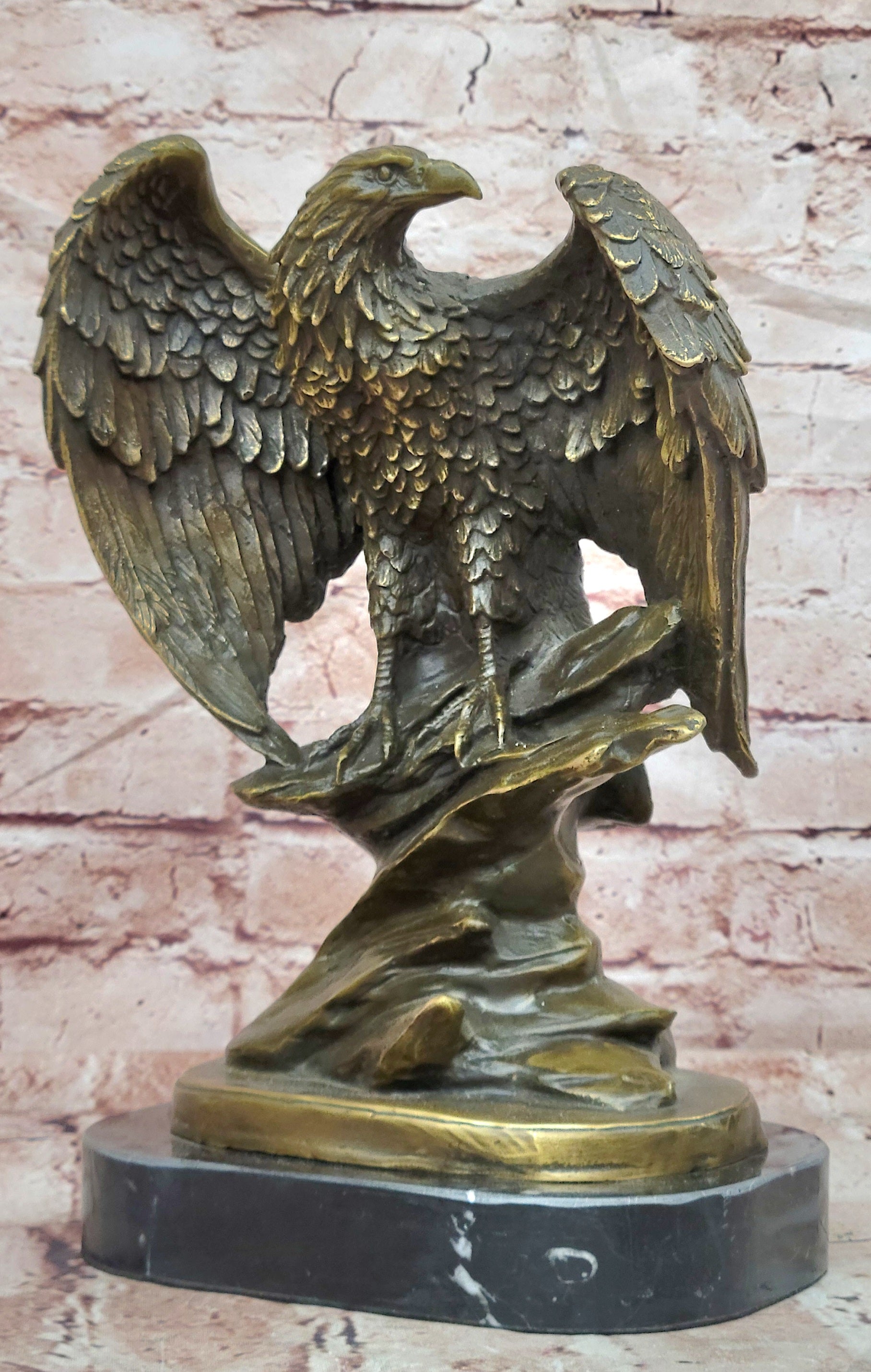 Bronze American Eagle Sculpture Freedom Bird Statue Signed Moigniez Collectible