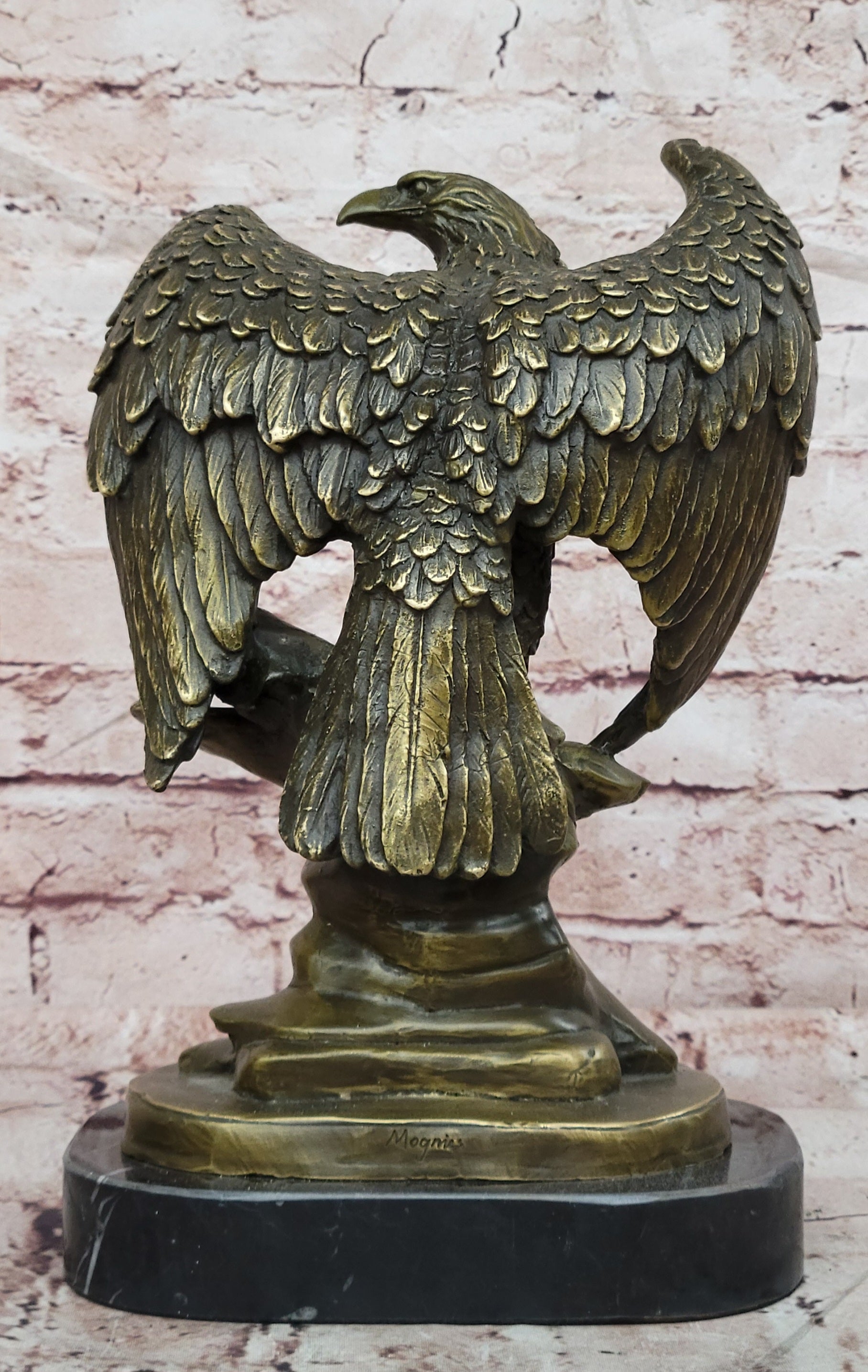Bronze American Eagle Sculpture Freedom Bird Statue Signed Moigniez Collectible