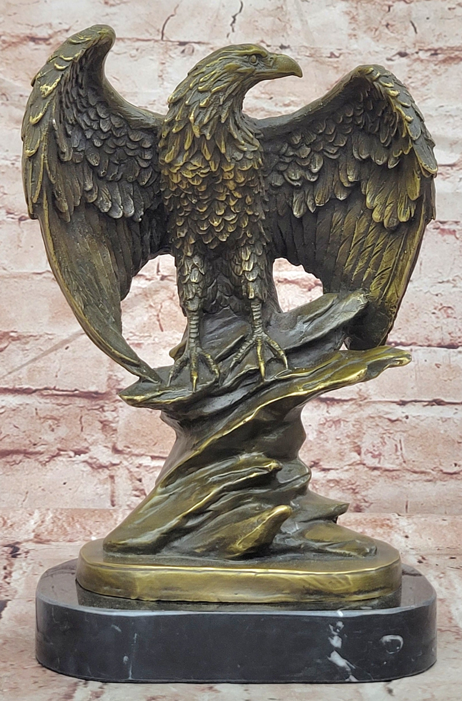 Bronze American Eagle Sculpture Freedom Bird Statue Signed Moigniez Collectible