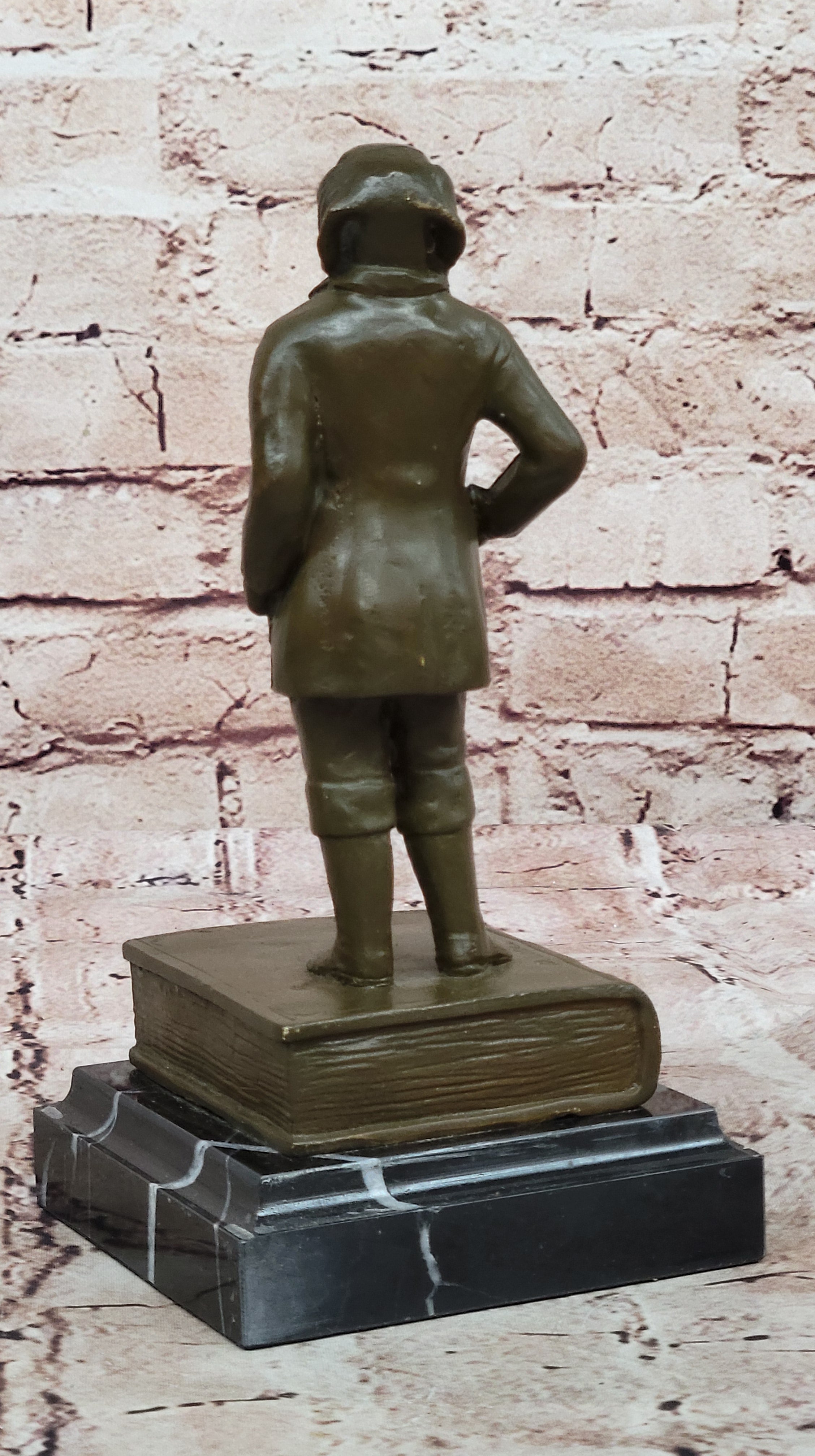 M Lopez Signed Bronze Sculpture Man Dog Head Statue Surreal Figurine Home Decor