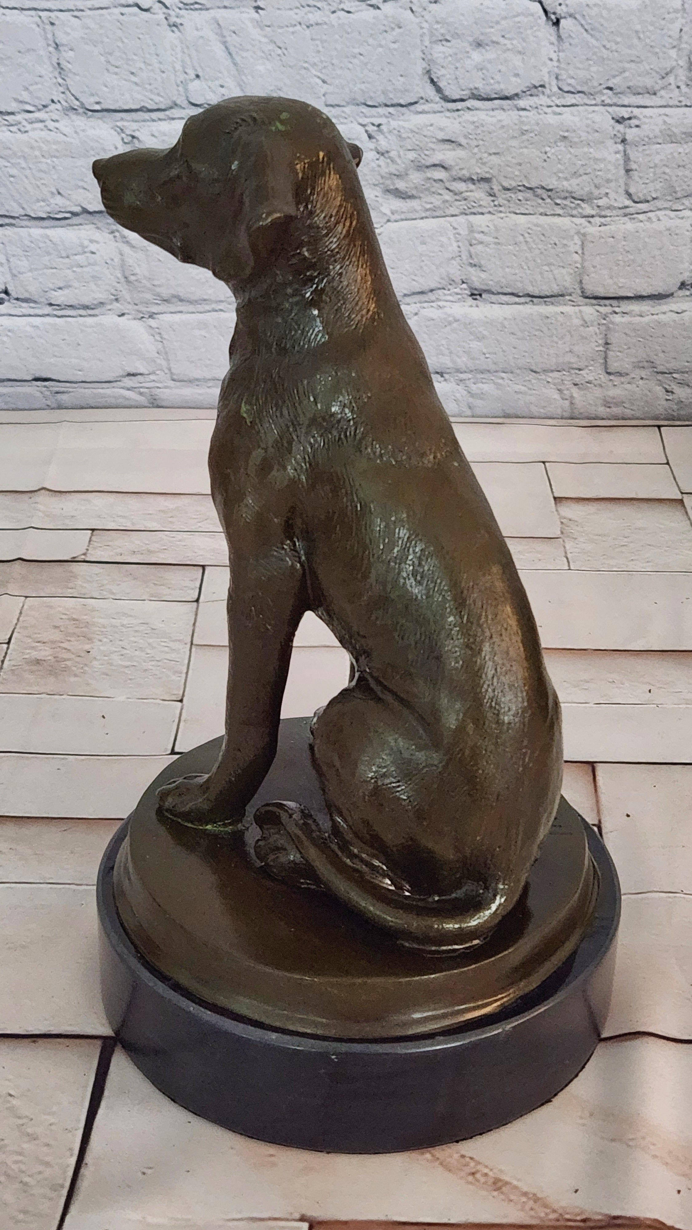 Hand Cast Bronze Labrador Dog Statue Signed Miguel Lopez Fine Art Animal Sculpture