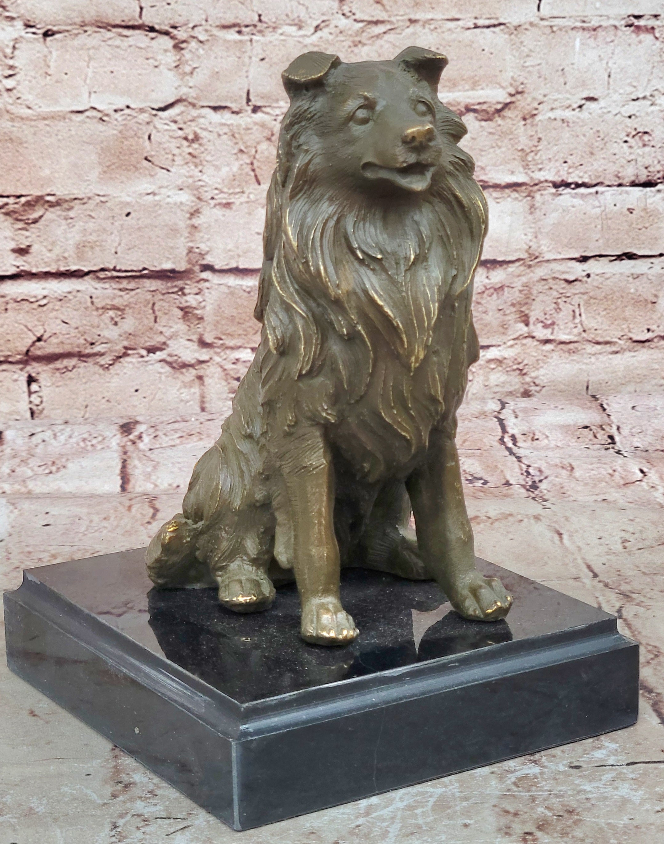 Original Signed Milo Bronze Sculpture Statue Loyal Collie Dog Collectible Pet Figurine